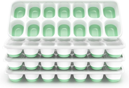 ChefAide Ice Cube Tray - Durable Stackable Design with Removable Lids | 4 Packs of 56 Easy-Release Cubes