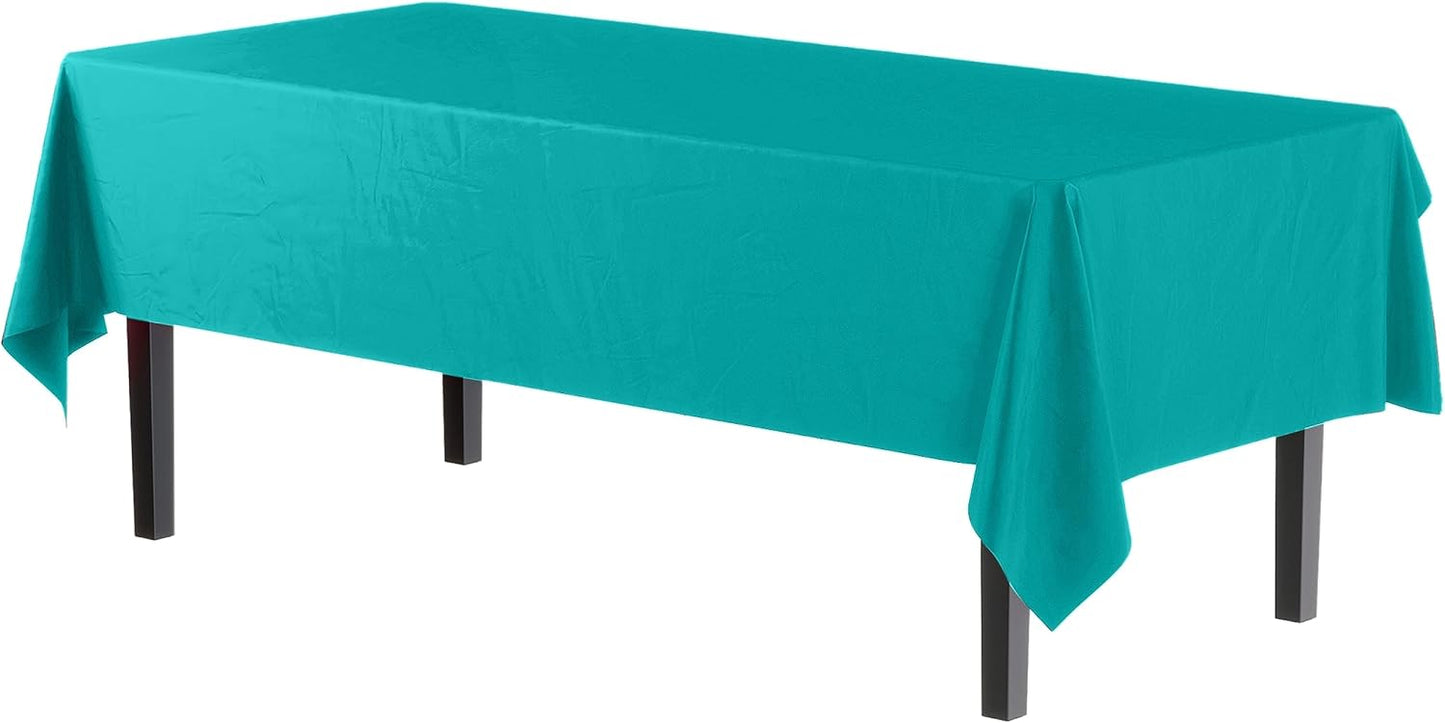 Premium Dark Green Plastic Tablecloths - 12-Pack, 54" x 108" Rectangle Covers