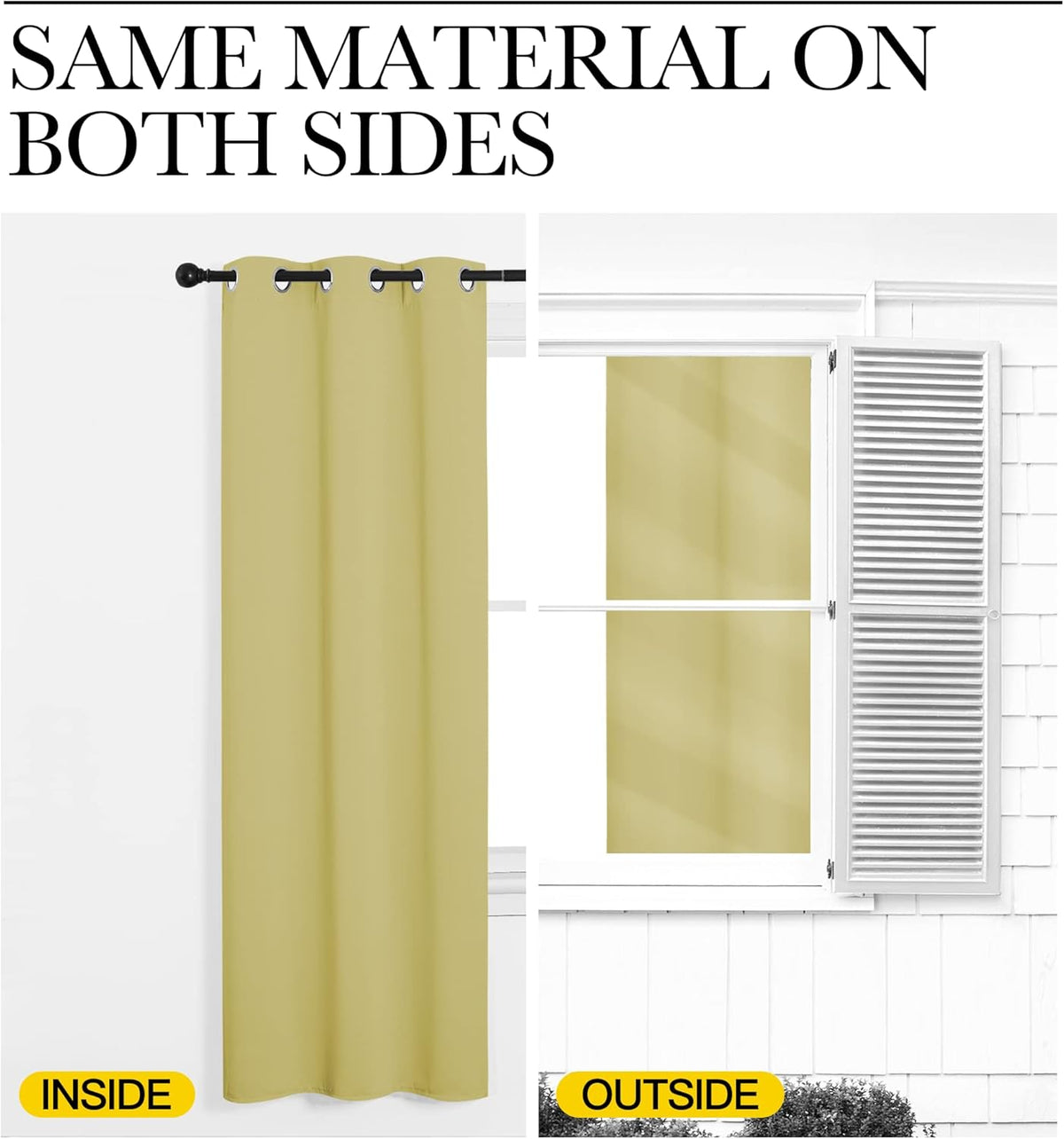 NICETOWN Blackout Curtains for Patio Glass Doors - Privacy Panel Drapes, Pale Yellow, 42" W x 95" L (1 Pair)