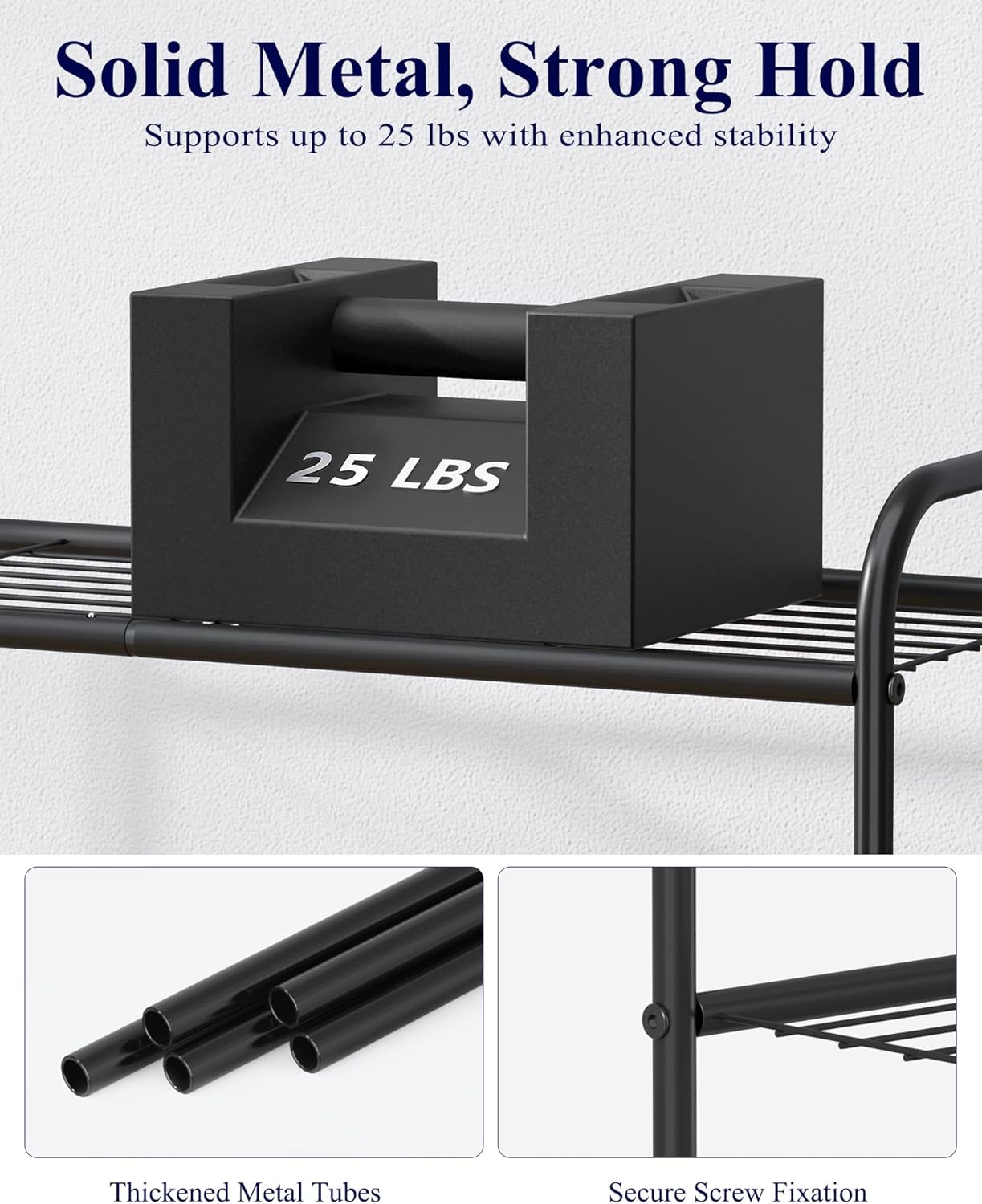 Kitsure Shoe Rack - Sturdy Stainless Steel Organizer for Closet & Entrance | 3-Tier, 25.6" Wide, Black
