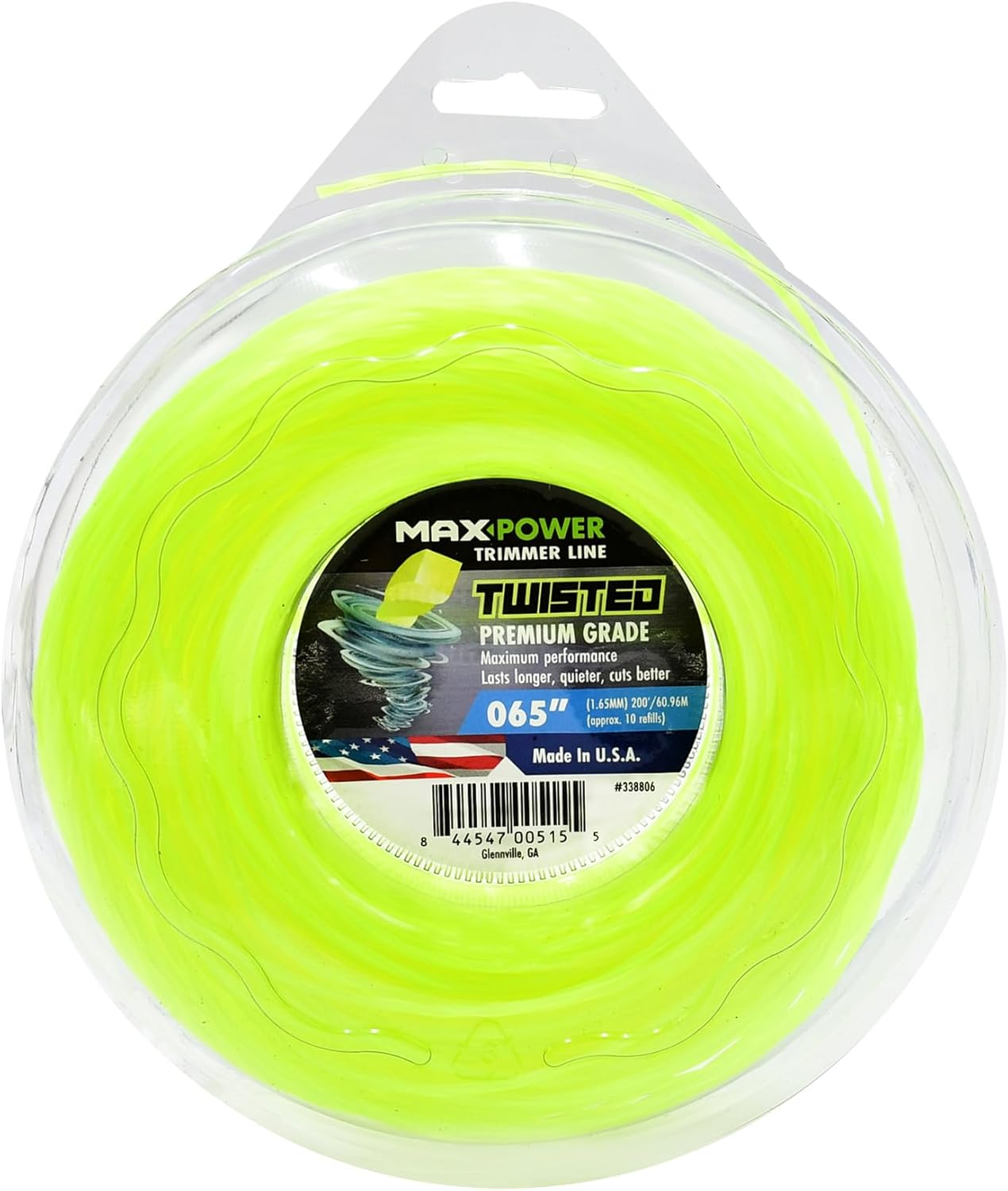 Maxpower 338806 Twisted Trimmer Line - Premium .065-Inch, 200-Foot Length, Yellow