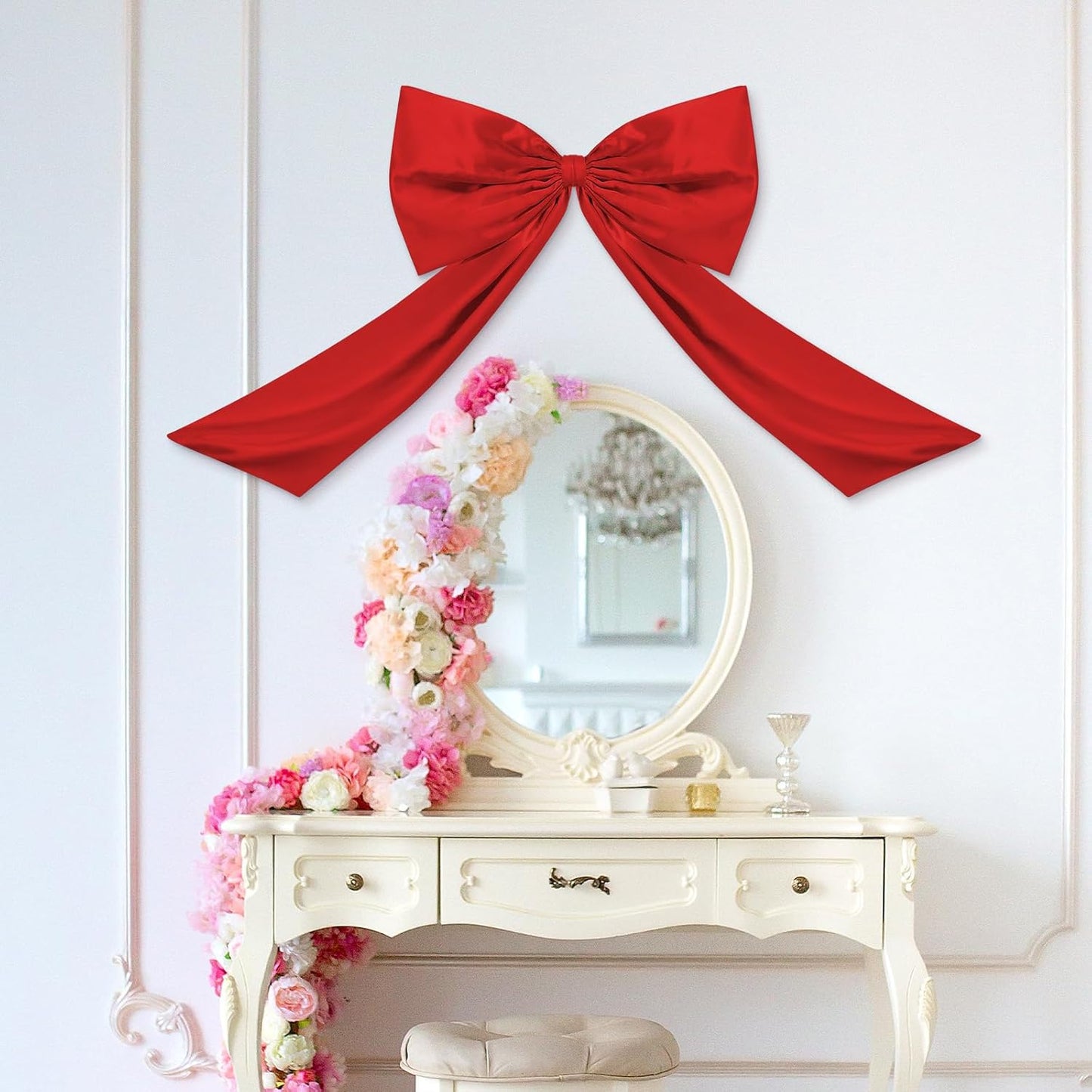 Wavwavw Large Red Satin Bow | Giant Coquette Birthday & Wedding Decoration (18 x 24 Inches)