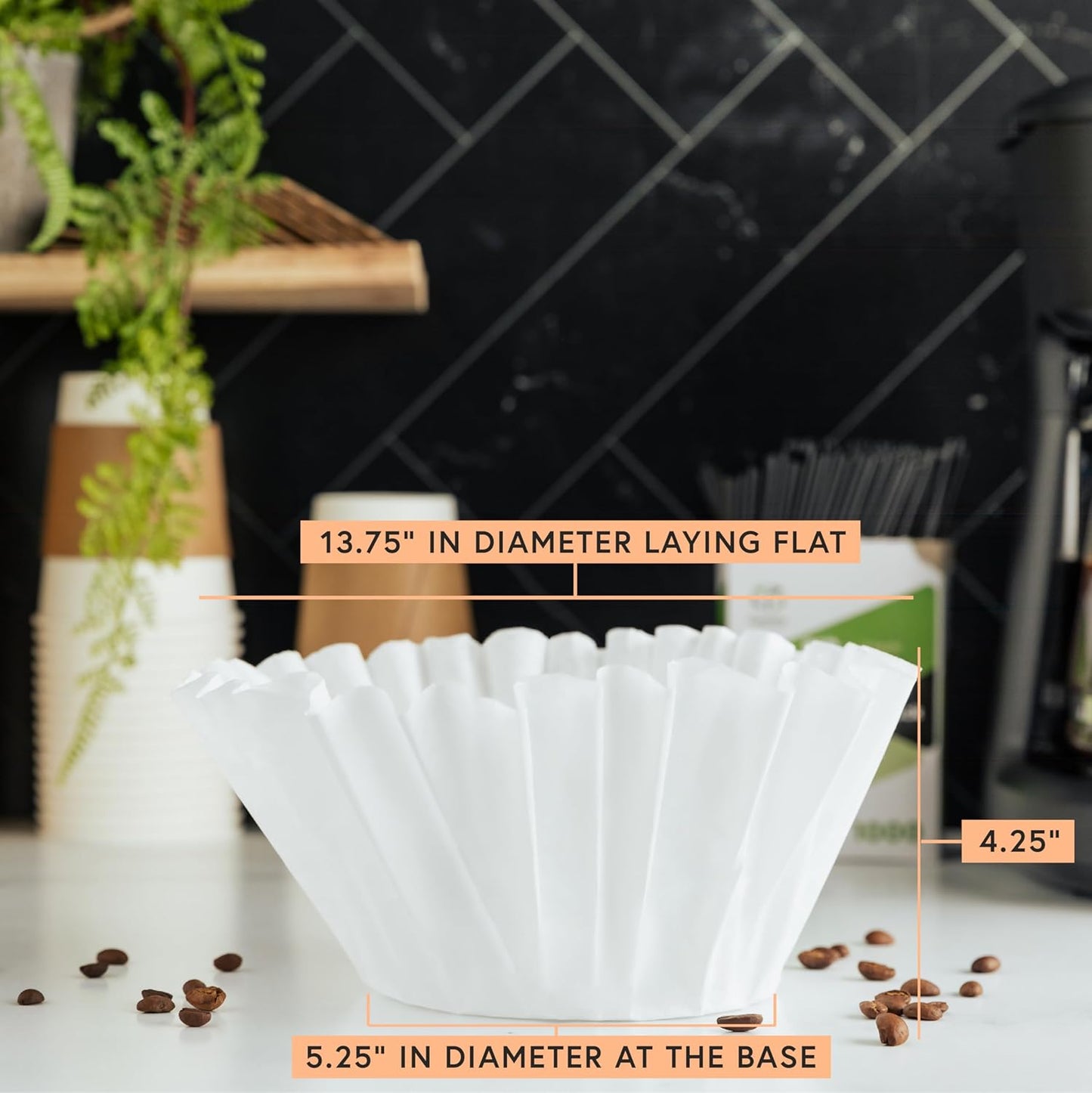 Tupkee Extra Large Coffee Filters - 13.75” x 5.25” - Chlorine-Free, No Overflow, 250 Count for Bunn Machines