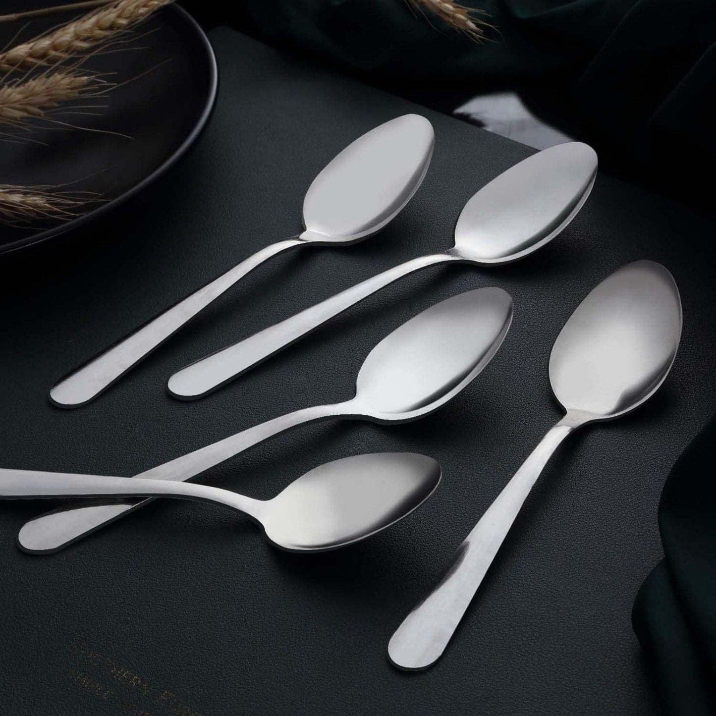 Unokit 24-Piece Tea Spoons Set Silverware - 6.7 inch Stainless Steel Spoon, Dessert, Table, Silverware Spoons Only for Home, Kitchen or Restaurant - Mirror Polished, Dishwasher Safe