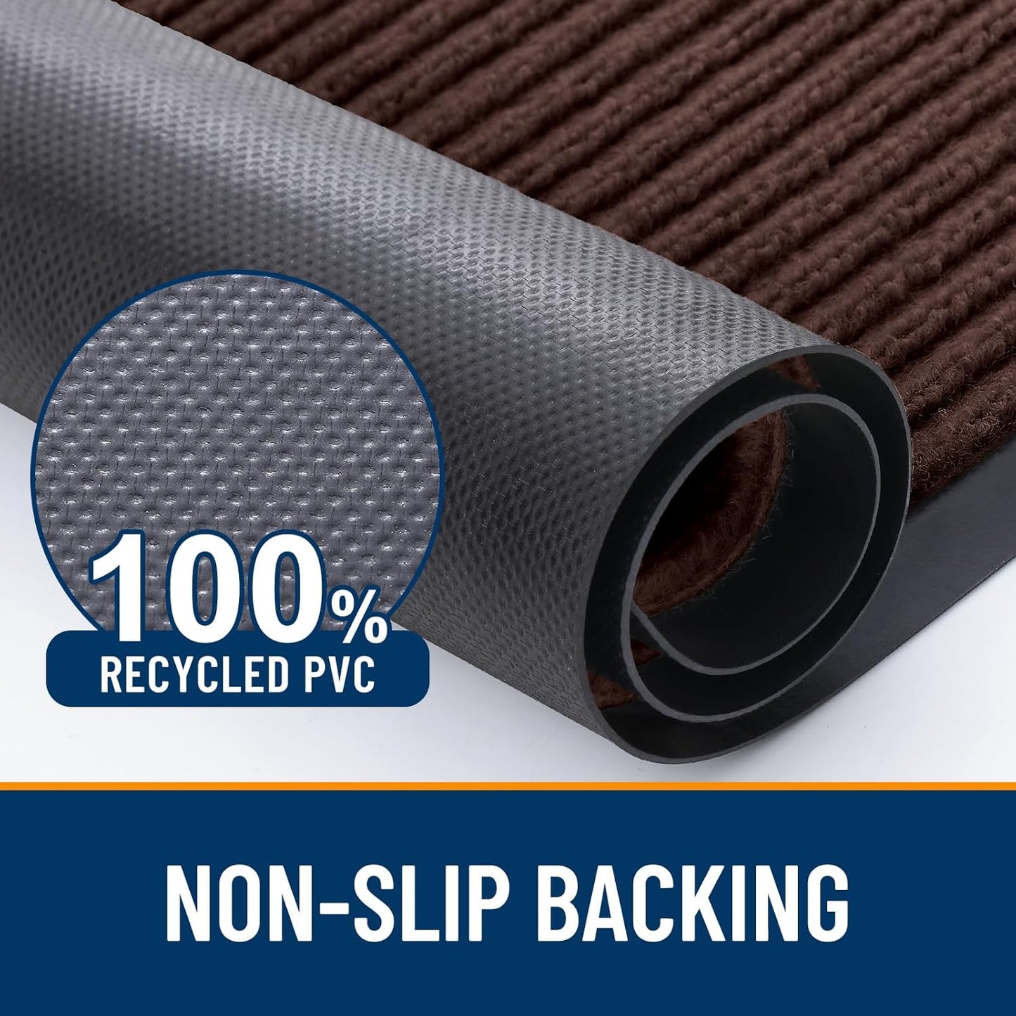 OLANLY Heavy-Duty Waterproof Doormat | 2-Pack Indoor Outdoor Entrance Mats, 29.5 x 17 Inch, Easy Clean, Fade Resistant, Brown