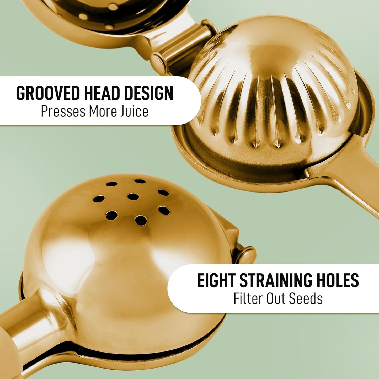 Zulay Kitchen Extra Large Lemon Squeezer - Heavy Duty Stainless Steel Citrus Juicer | Ergonomic Design in Gold