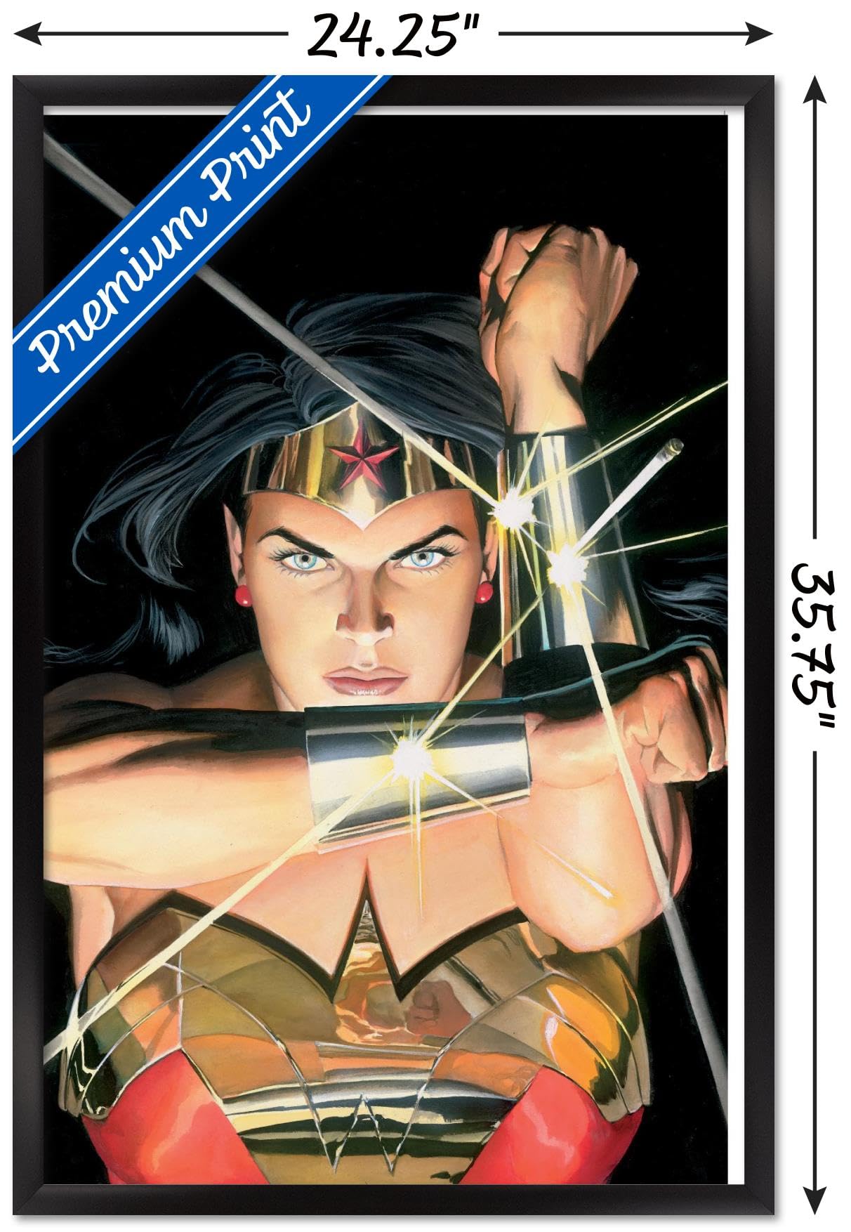 Trends International DC Comics - Wonder Woman - Alex Ross Portrait Wall Poster, 22.375" x 34", Black Framed Version