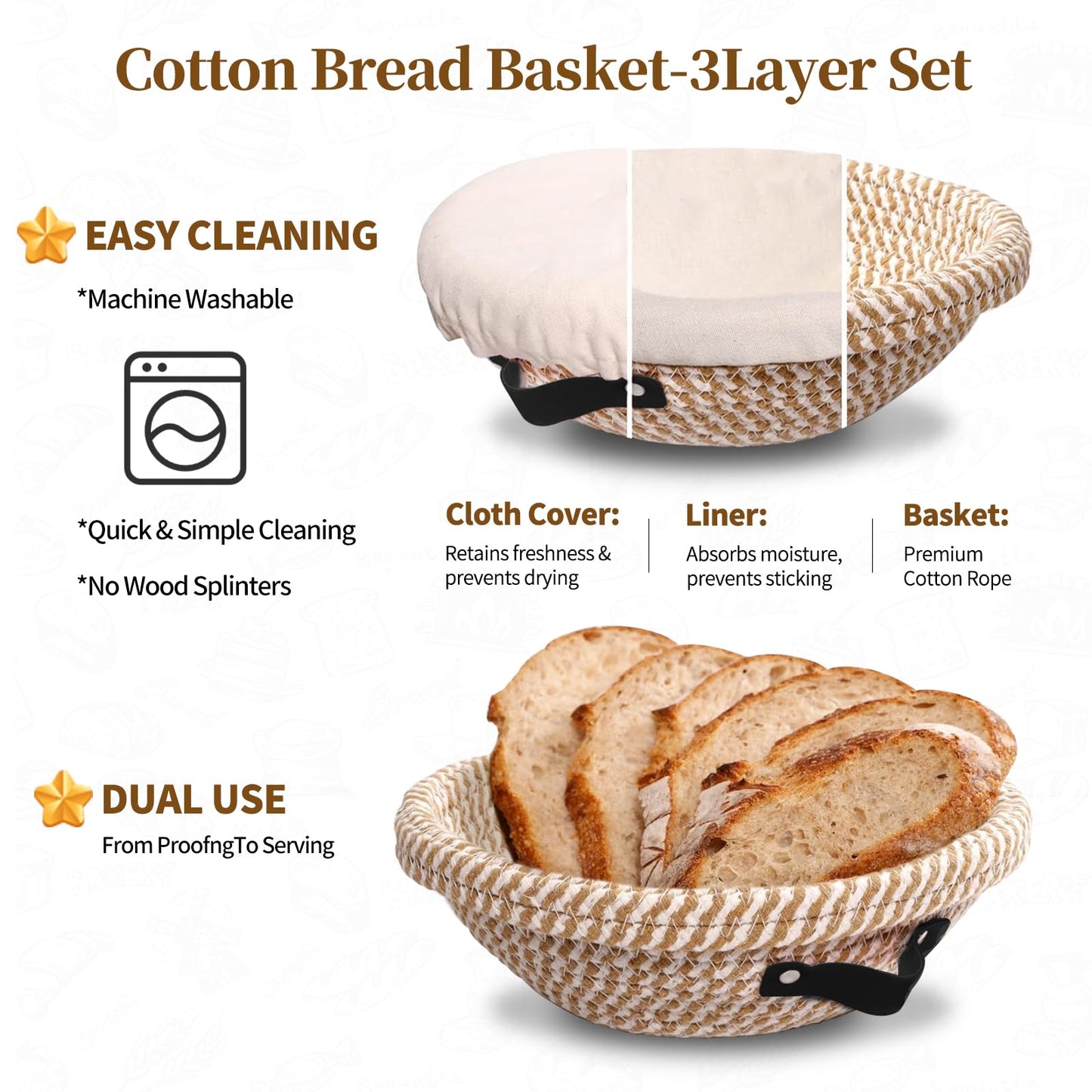 Sourdough Starter Kit, Banneton Proofing Basket 10" Round, Sourdough Bread Baking Supplies With Starter Jar, Bread Sling&Lame, Danish Dough Whisk Sour Dough Kits Gifts for Bakers Women Wife Mom