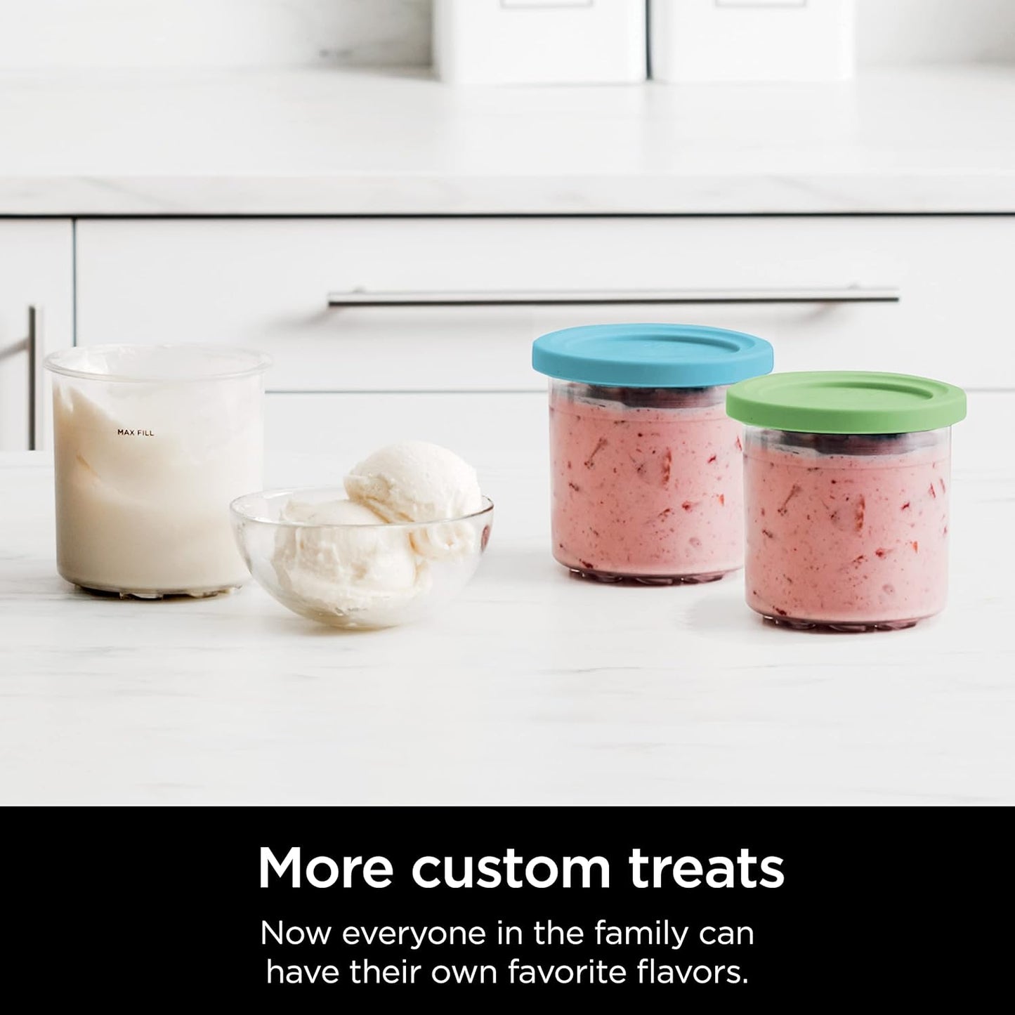 Ninja® CREAMi® Original Pints - BPA-Free & Dishwasher Safe, 2 Pack with Color Lids, 1 Pint Each