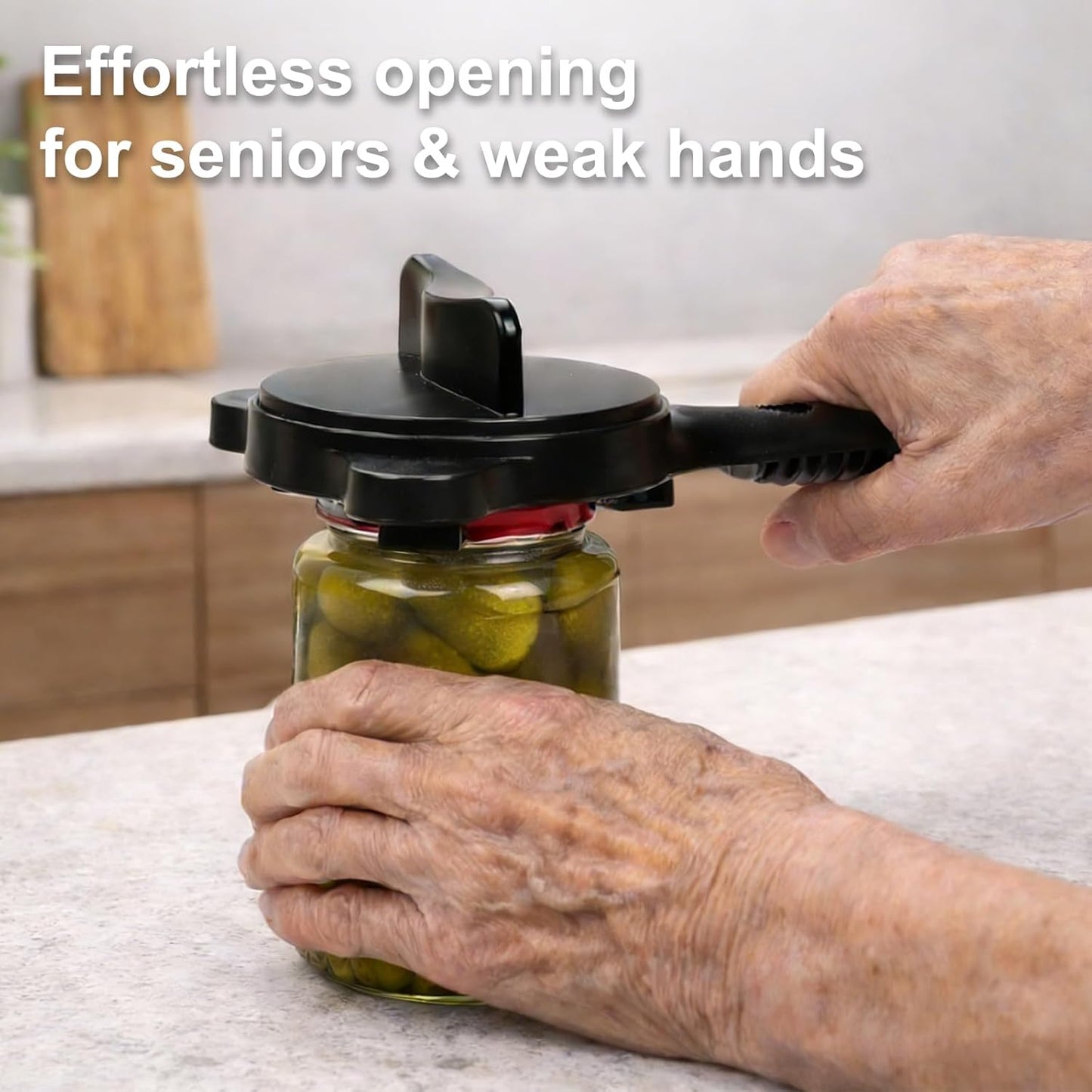 Skiennix 4-in-1 Jar Opener - Adjustable Lid Tool with Non-Slip Grip & Magnetic Hook | Ideal for Seniors & Arthritis