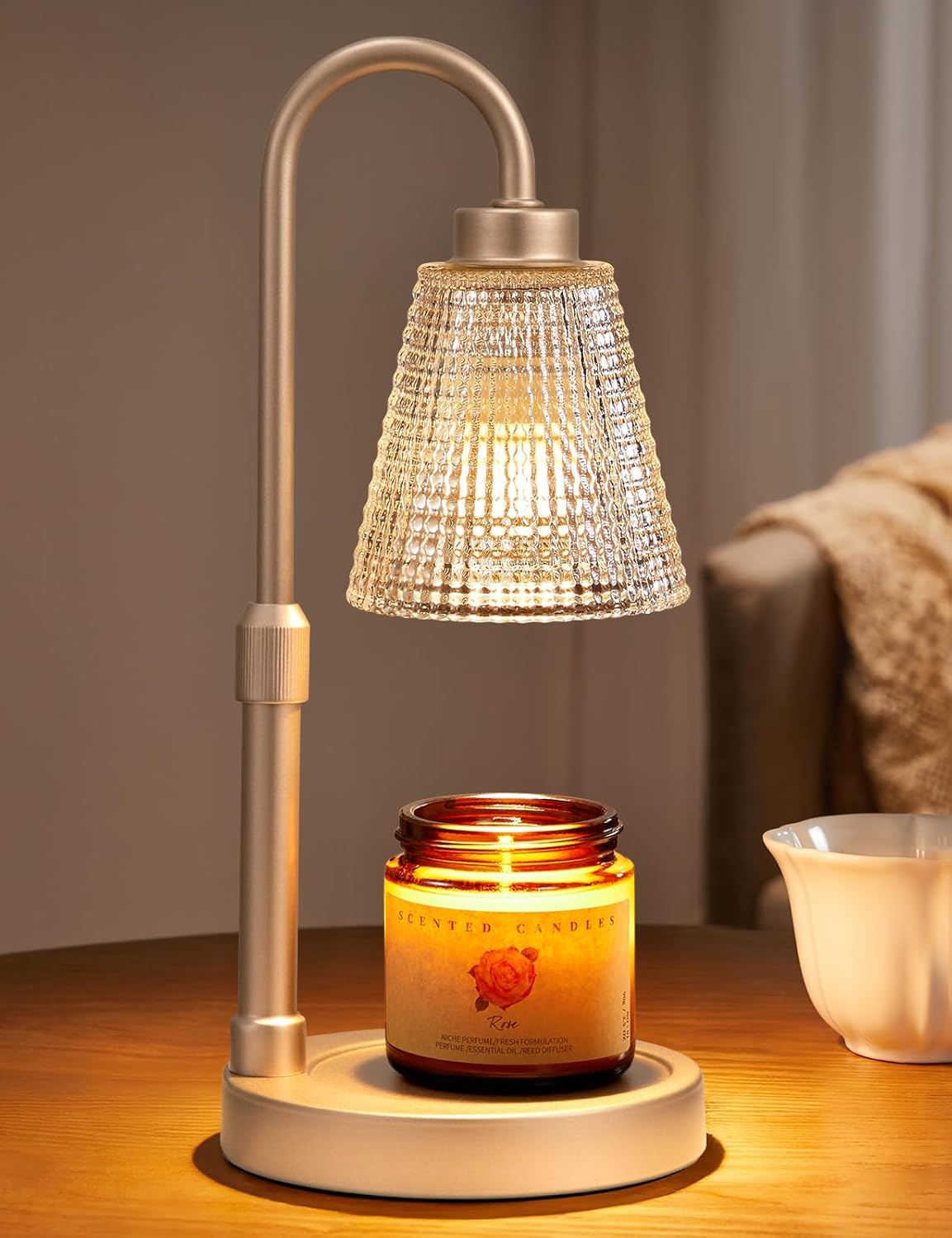 Skiennix Champagne Gold Candle Warmer Lamp - Dimmable & Adjustable Timer for Jar Candles | Perfect Home Decor Gift