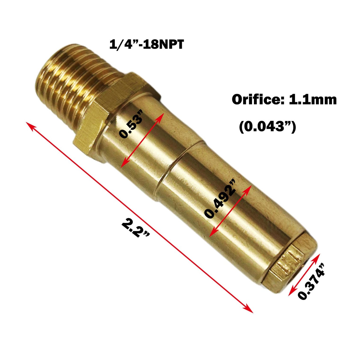 MENSI Gas Fryer Nozzle Orifice Replacement Repair Parts Size 0.043" Holes Non Universal, 1/4" NPT Male Thread, 2 Packs