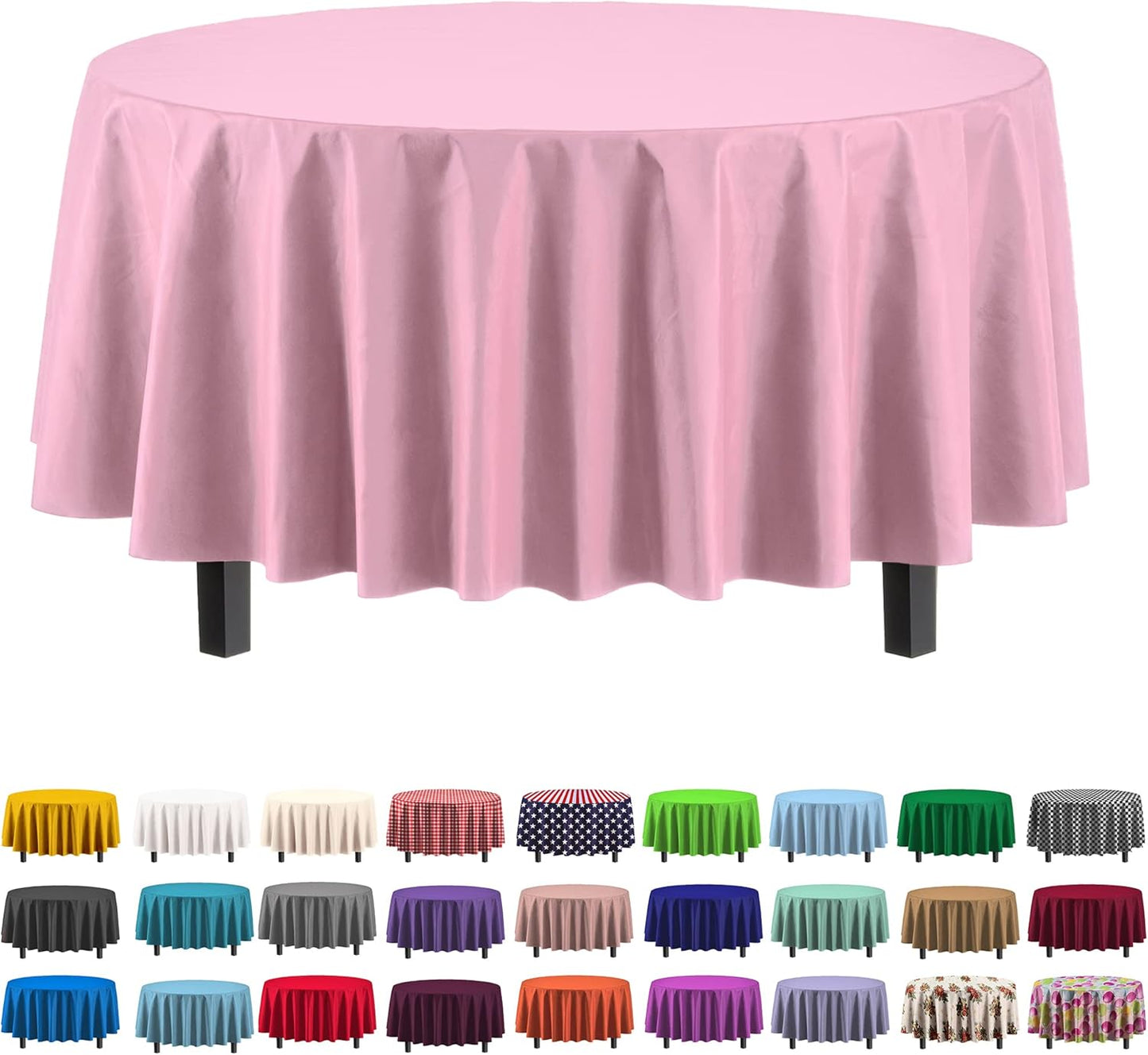 Ivory 84-Inch Round Tablecloth - 12-Pack Premium Plastic Party Supplies