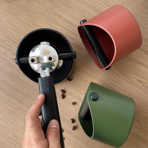 Coffee Knock Box, 4.6 in, Barista Style Espresso Grounds Knock Box, Removable Plastic Knock Rod, Non-Slip Base, Espresso Maker Accessory (Black)