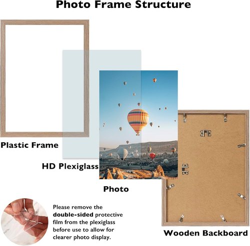 JCJMY 11x16 Rustic Brown Picture Frame - Versatile Wall Mounting for Horizontal or Vertical Display