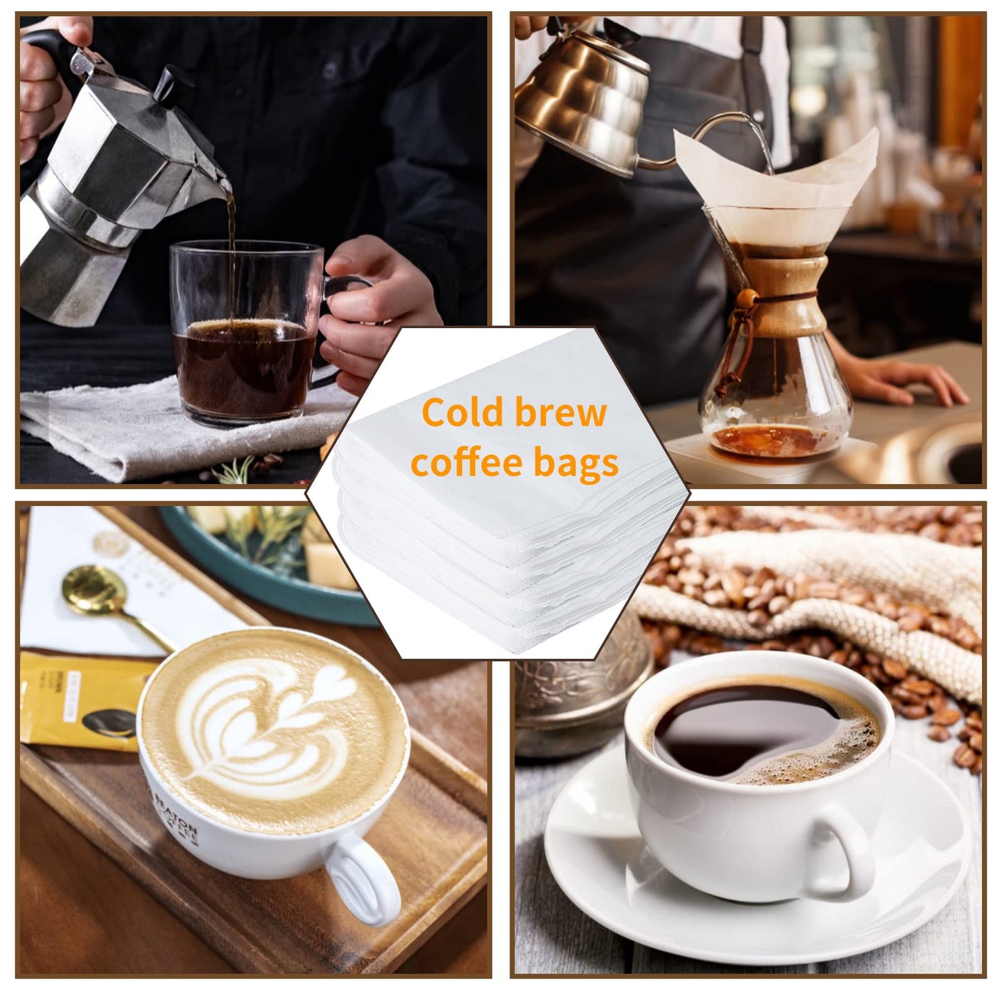 100 Pack Cold Brew Coffee Filters, 20" X 20" Commercial Cold Brew Filters, Filter Bag for Brew Up To 5 LBS Coffee, 5 Gallon Coffee Filter