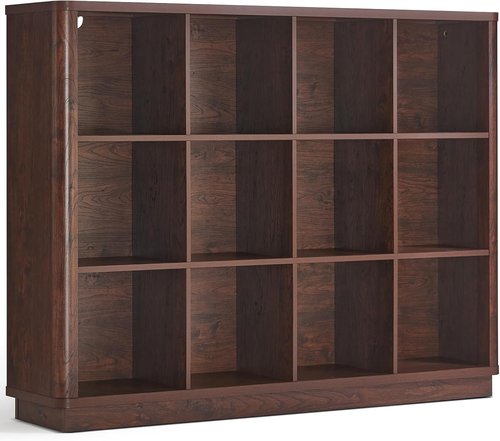Joaxswe 12 Cube Storage Organizer - 41" Large Bookshelf with Curved Edges | Vintage Wood Bookcase in Walnut