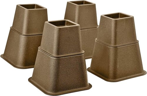 HOME IT Adjustable Bed Risers - Heavy Duty Furniture Elevation - 3, 5, or 8 Inch Set of 4 (Brown)