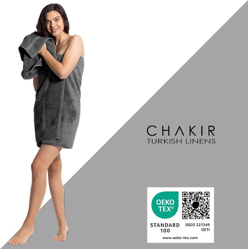 Chakir Turkish Linens - Premium 100% Cotton Bath Towels | Soft & Absorbent 4-Piece Set in Dark Gray