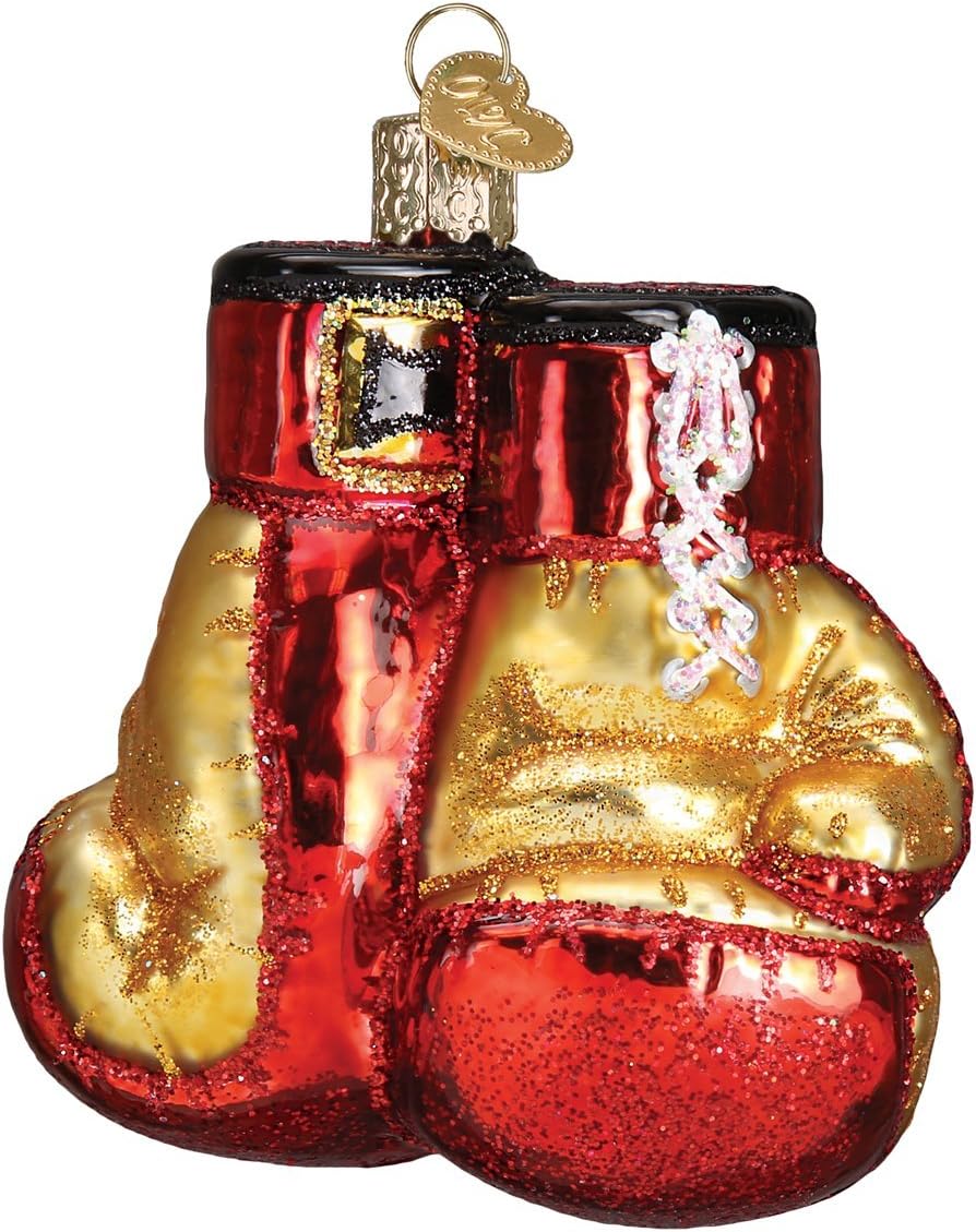 Boxing Gloves Glass Ornament - Handcrafted Christmas Tree Decoration, Sport Collection