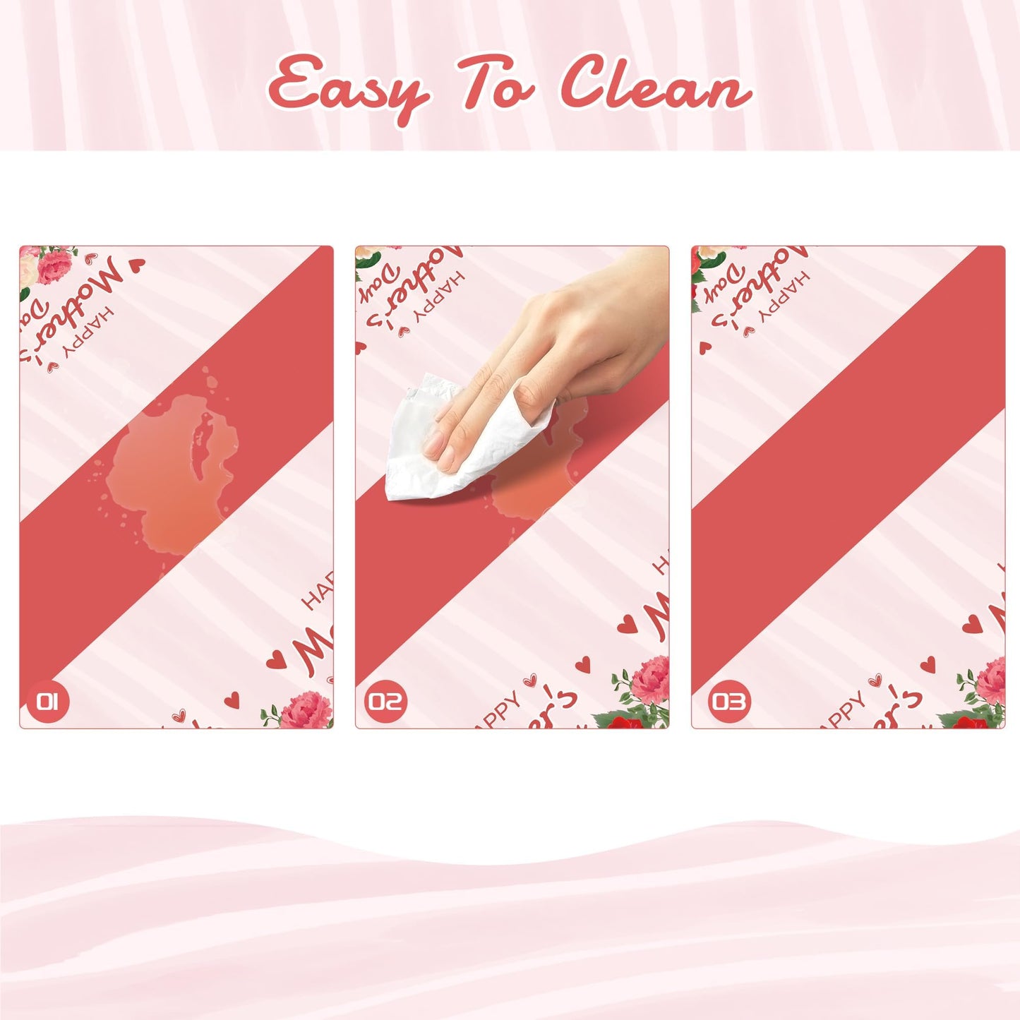 Childom 2 Pack Mothers Day Tablecloth,Mother's Day Party Decorations,54" x 108" Plastic Disposable Tablecloths for Rectangle,Plastic Table Covers for Mom Birthday Party Supplies Holiday Buffet Table