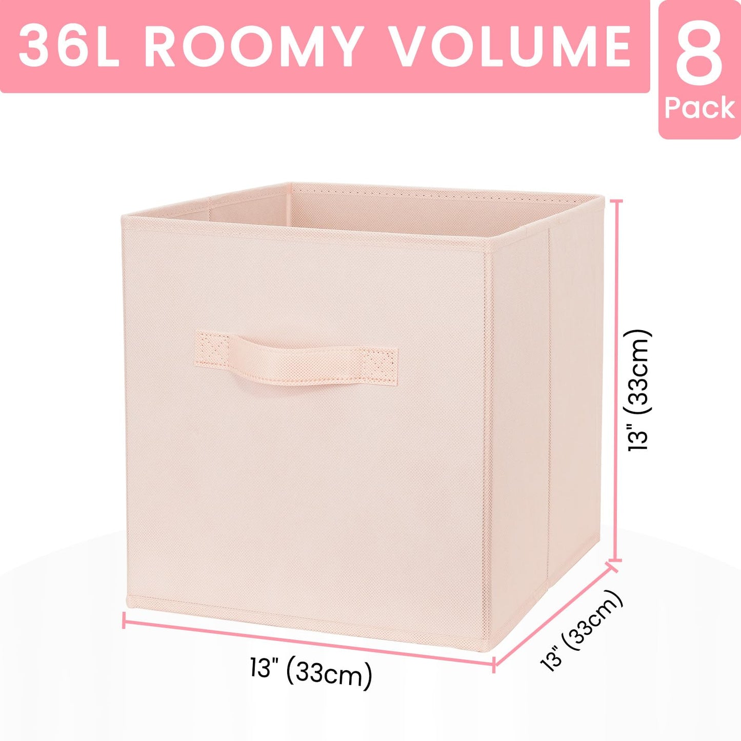 Criusia Storage Cubes - 13 Inch Heavy Duty Fabric Storage Bins for Shelves Closet Cube Organizer - 8 Pack Collapsible Cube Storage Bins Baskets for Clothes Blankets Toys - Nursery Organization