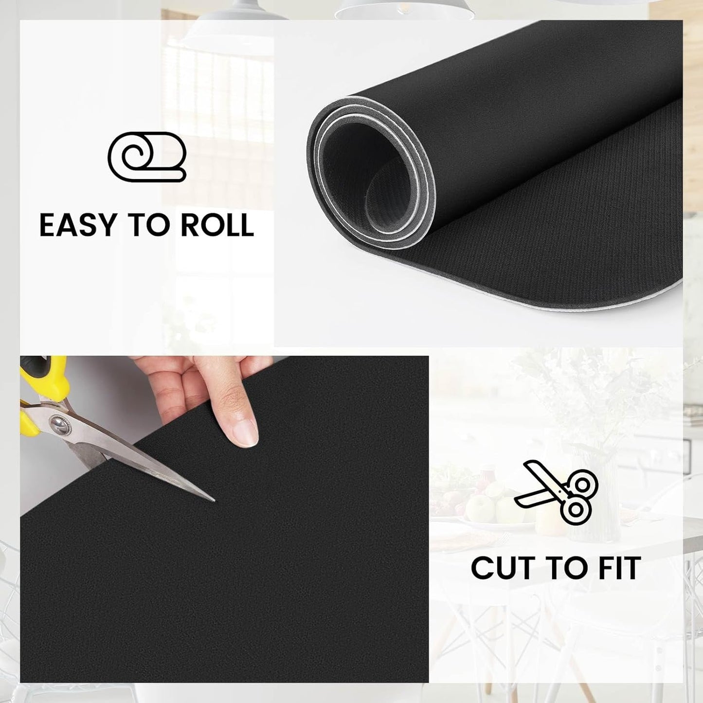 WISELIFE Dish Drying Mat - Super Absorbent Kitchen Counter Mat | Easy Clean, 18"x28", Classic Black