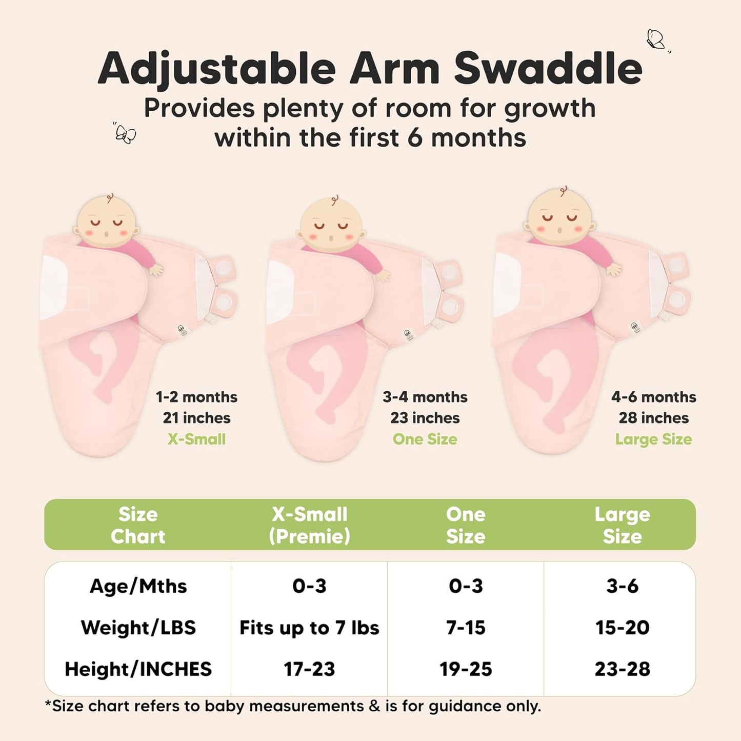 Skiennix Organic Baby Swaddle Sleep Sacks - Soft & Snug for Newborns 0-3 Months | 3-Pack (Angelic, OS)