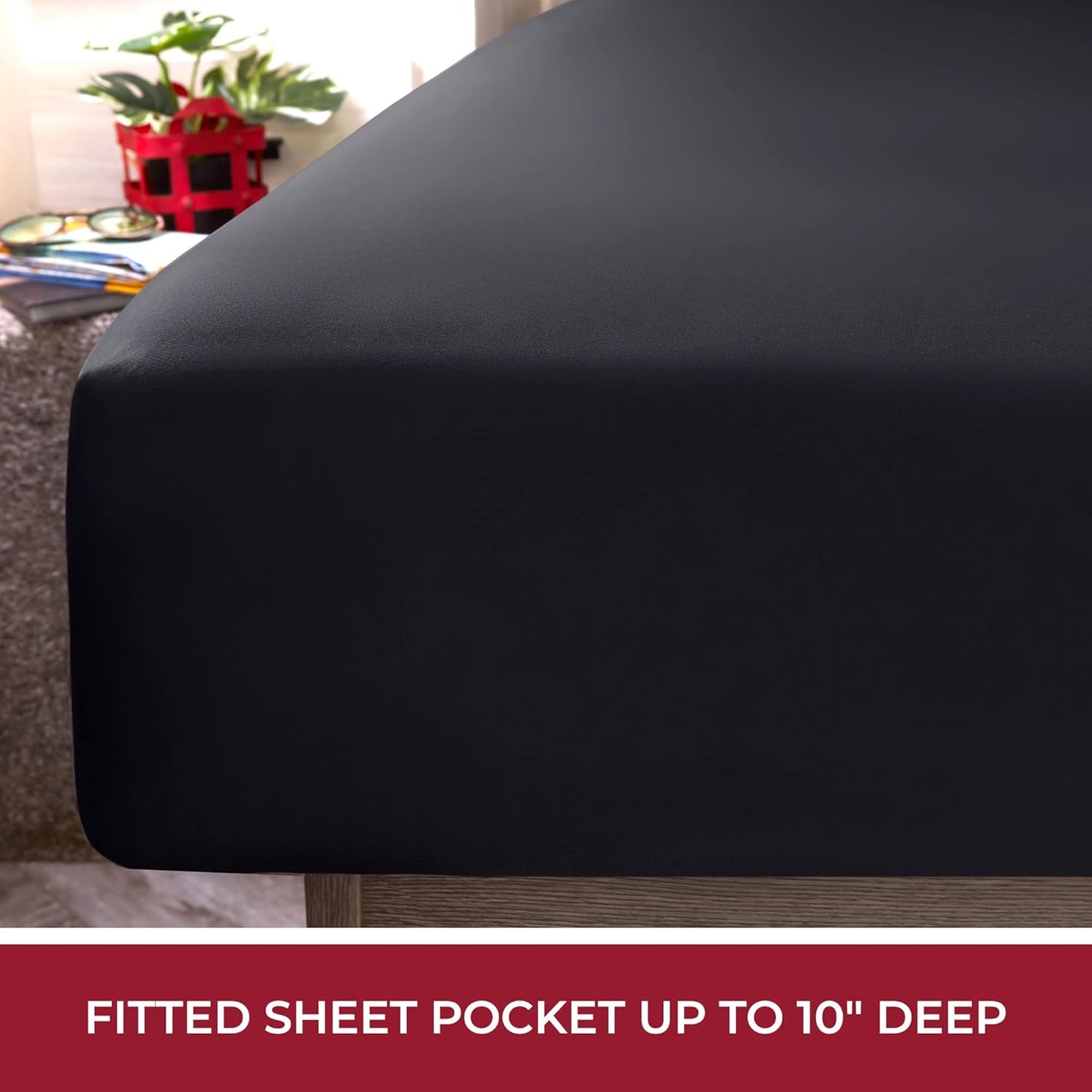 Mellanni RV Short Queen Sheets - Luxury Hotel Bedding | Extra Soft & Cooling - Deep Pocket up to 10 Inch (Black)