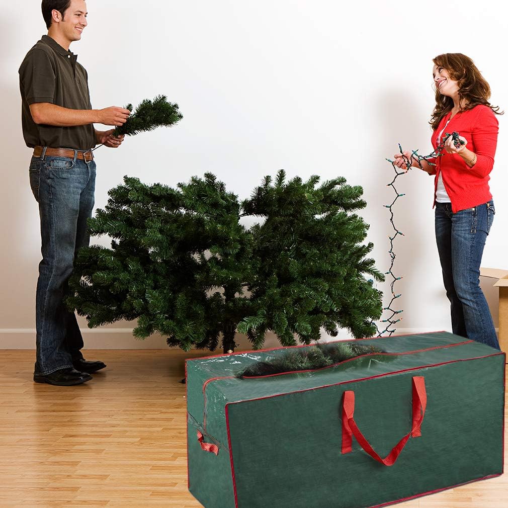 ProPik Christmas Tree Storage Bag - Fits Up to 7.5 ft Disassembled Trees | 45" x 15" x 20" | Durable Green Case with Zipper and Handles