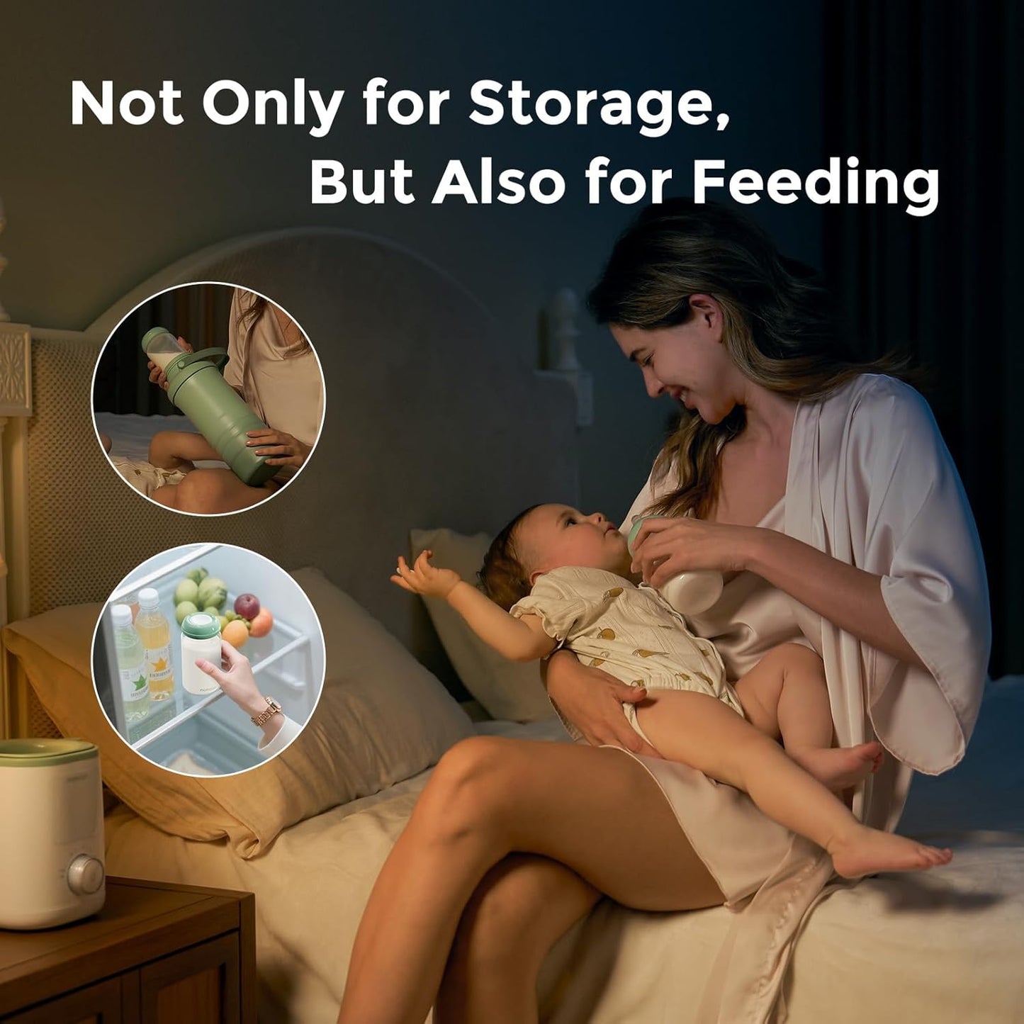 Momcozy Natural Baby Bottle - Wide-Neck, BPA-Free Milk Storage Container | 11 oz, 4-Pack for Breastfeeding Essentials