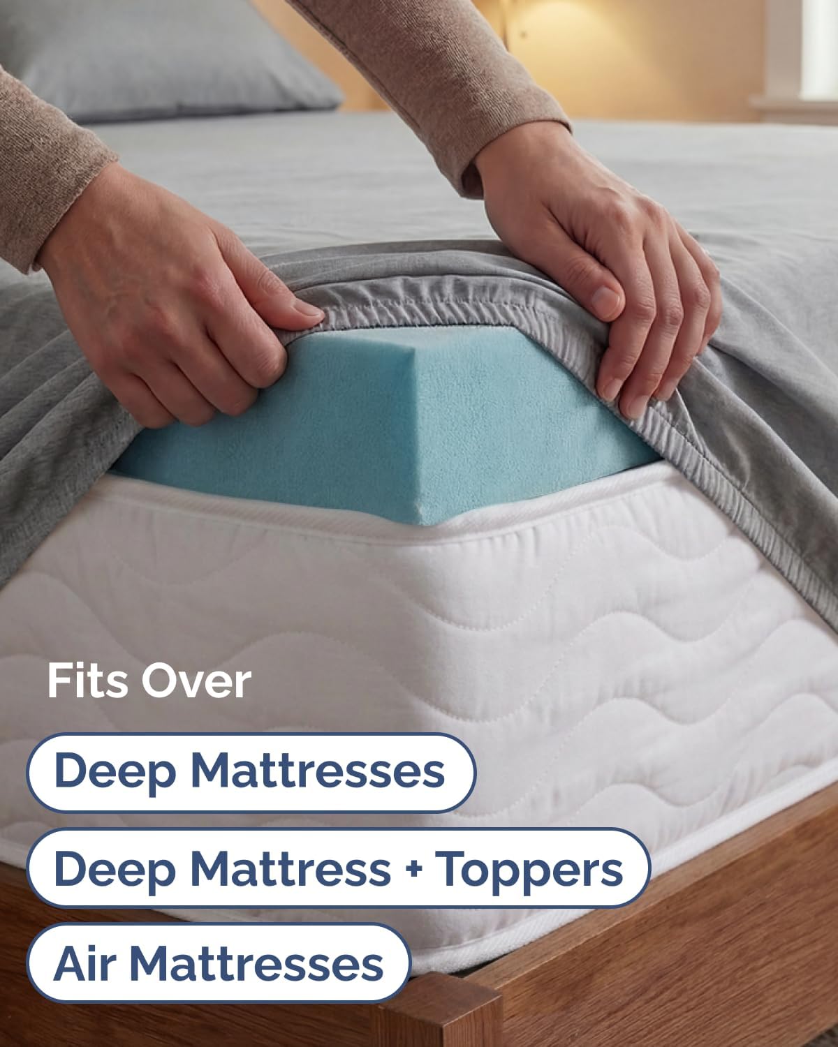 Skiennix Extra Deep Twin XL Sheet Set | 4-Piece Breathable Cooling Bedding - Soft, Wrinkle-Free, Heathered Grey