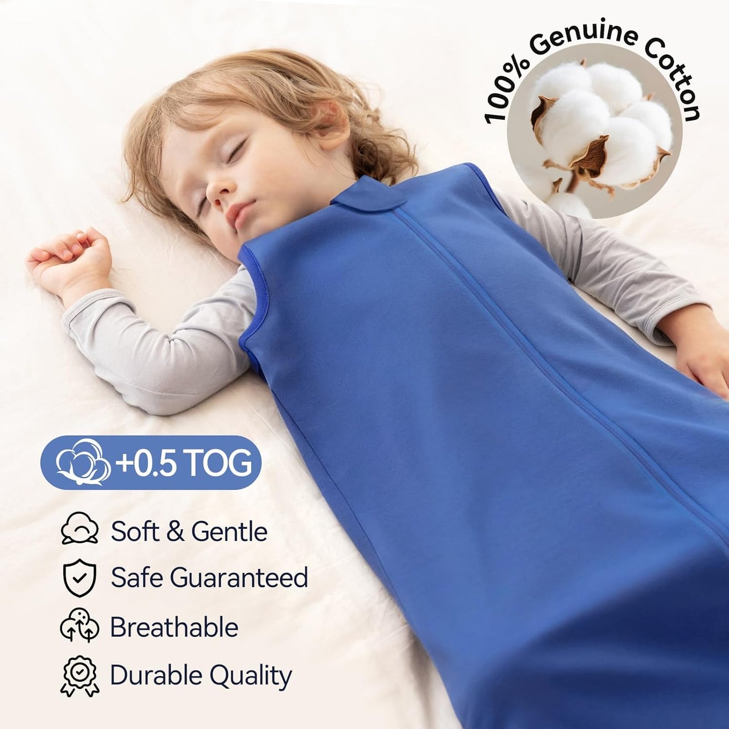 Skiennix Baby Sleep Sack - 100% Cotton Wearable Blanket for 12-18 Months | 3-Pack, Breathable & Lightweight