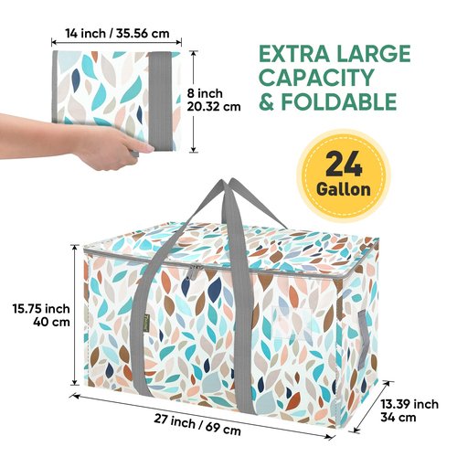 BALEINE 6-Pack Oversized Moving Bags with Reinforced Handles, Heavy-Duty Storage Tote for Clothes, Moving Supplies (Mosaic, 6-Pack)