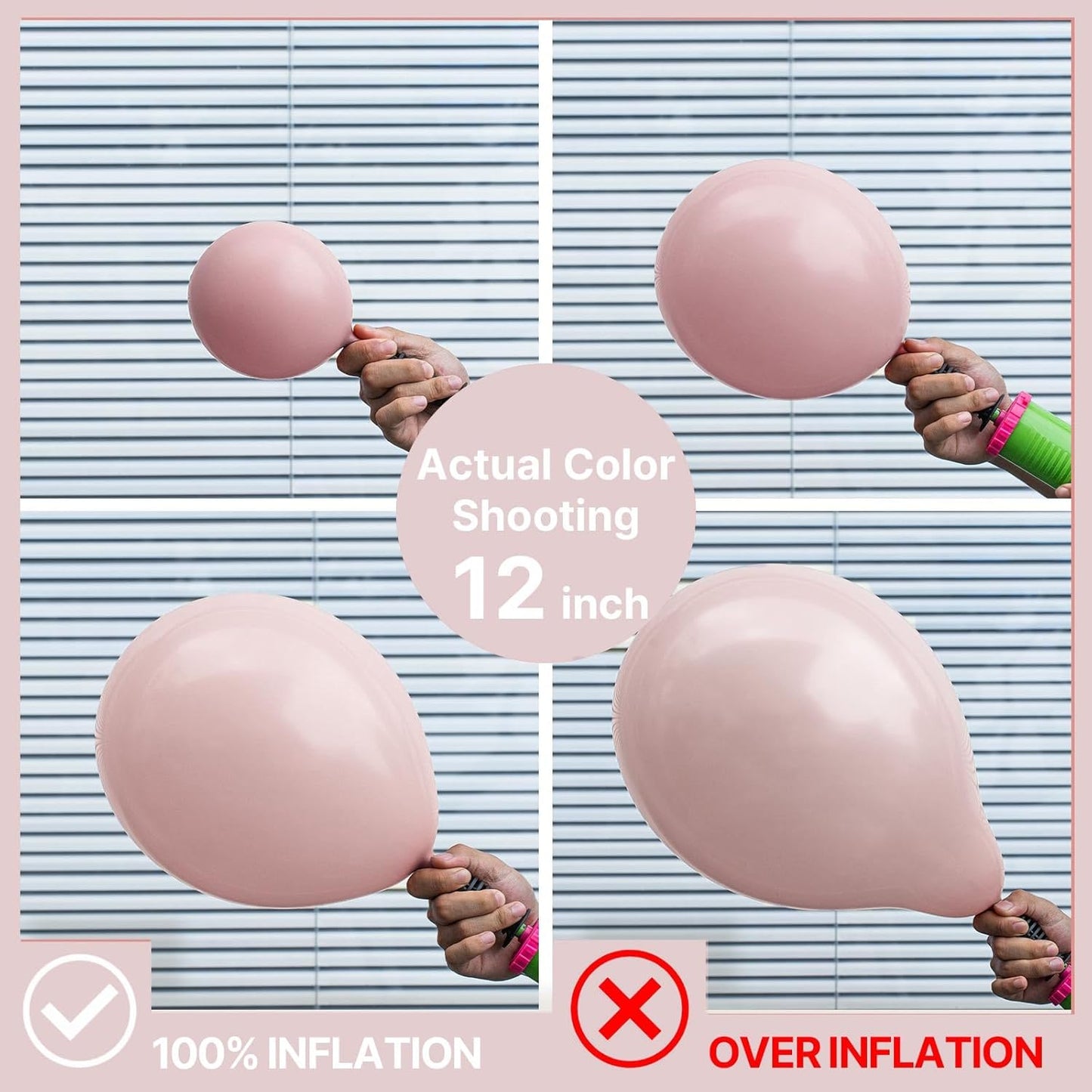 PartyWoo Dusty Pink Balloons - 100pcs 12 Inch Latex Helium Balloons for Birthday & Baby Showers