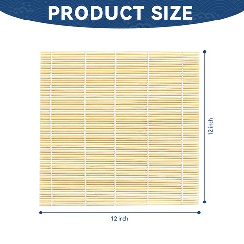 HOPELF 1 Pack 12 Inch Bamboo Sushi Mat - Sushi Roller Mat for Making, Shaping & Molding Sushi Roll & Kimbap - Food-Safe Sushi Making Supplies, Tools & Accessories