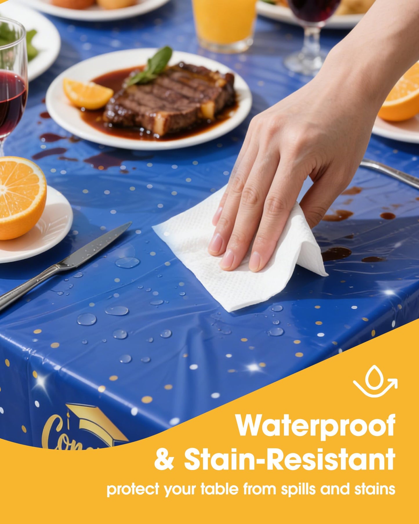 Niuara Blue Graduation Tablecloth 2026 – 4 Pack 54" x 108" Disposable Tablecloths for 6FT Tables, Class of 2026 Graduation Party Decorations & Supplies