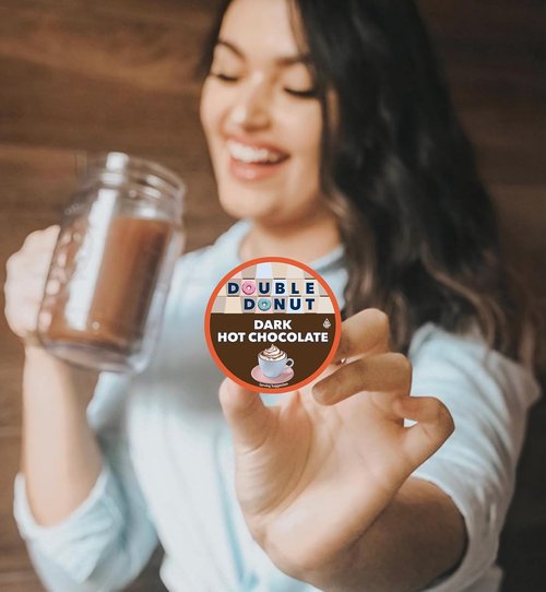 Double Donut Coffee Dark Hot Chocolate Pods - Single Serve Cocoa for Keurig | 24 Count