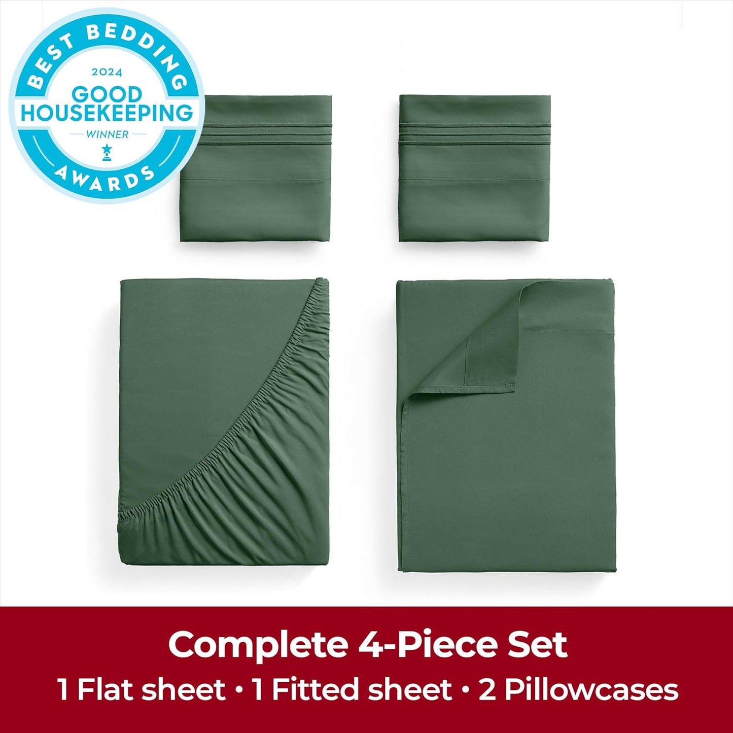 Mellanni Extra Deep King Sheets - Hotel Luxury, Ultra Soft Cooling Bedding - Wrinkle & Stain Resistant (King, Emerald Green)