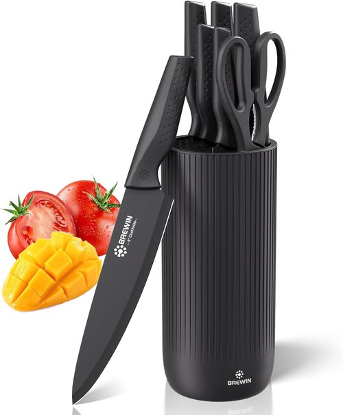 Brewin Kitchen Knife Set - Universal Utility Knives with Block | Dishwasher Safe Essentials for New Homes
