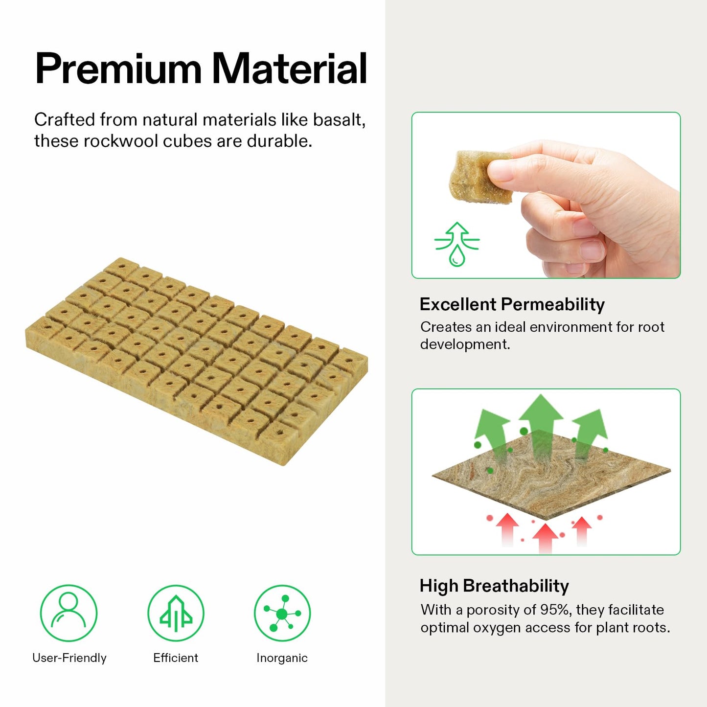 VIVOSUN 1" Rockwool Cubes, 200 Plugs Stonewool Starter Grow Cubes for Cuttings, Cloning, Plant Propagation, Seed Starting, Hydroponic Grow Media for Vigorous Plant Growth