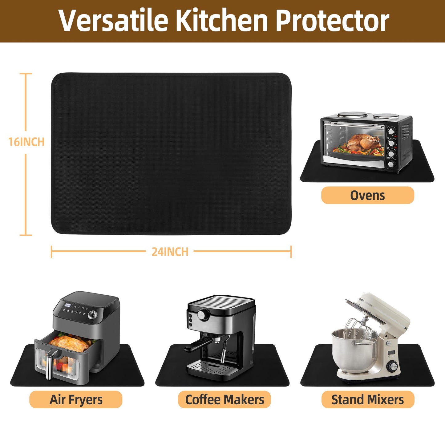 Mee 2ou Hot Pads for Kitchen Heat Resistant Mats for Countertop - 16 x 24 Inches Firproof Silicone Kitchen Counter Countertops Mat Coffee Mat Under Air Fryer Oven Toaster Coffee Maker Protector