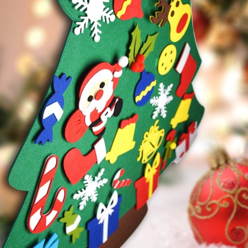 Fayoo DIY Felt Christmas Tree - Montessori Wall Hanging Decorations for Toddlers | 30 Ornaments Included