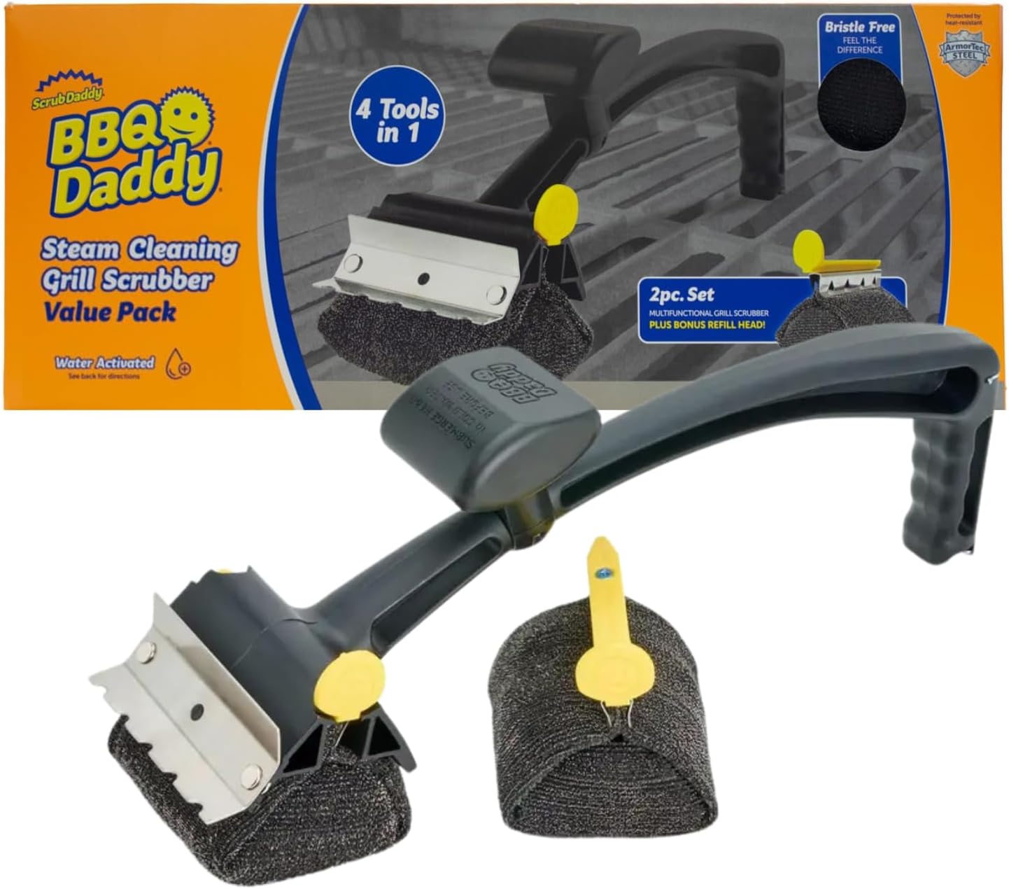 Scrub Daddy BBQ Daddy Refill Heads - BBQ Cleaning Brush with Scraper & Bottle Opener | Wire Bristle Free