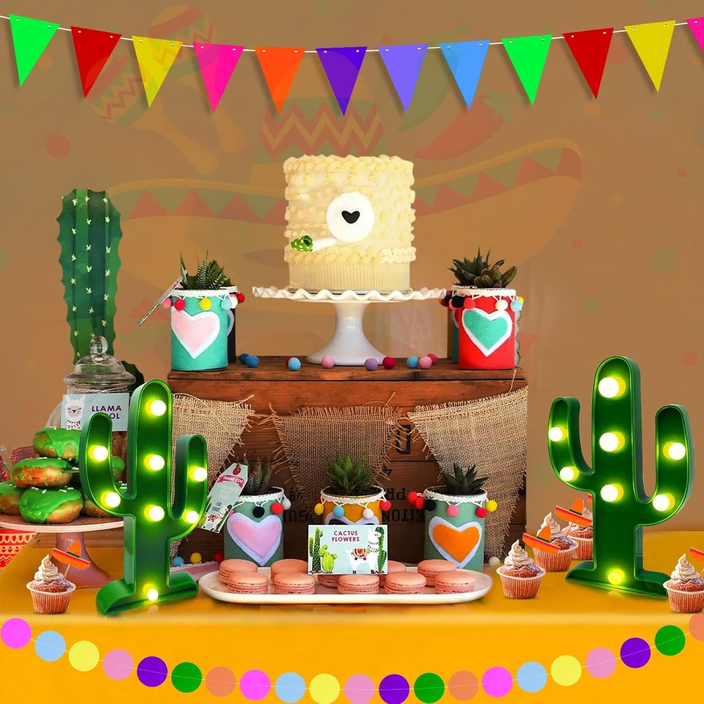 LED Cactus Light by Extra Large | 2-Pack Cute Night Lamp for Cinco de Mayo Decorations - 10 x 5.5 Inch