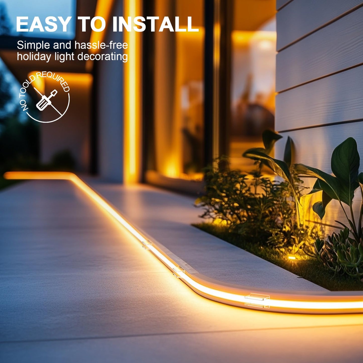 Neon Rope Light Clips Mounting - 24 Pcs Clear Waterproof LED Strip Clip Brackets - Adhesive Wall Mount Holder for Govee and Other Neon LED Lights Strips