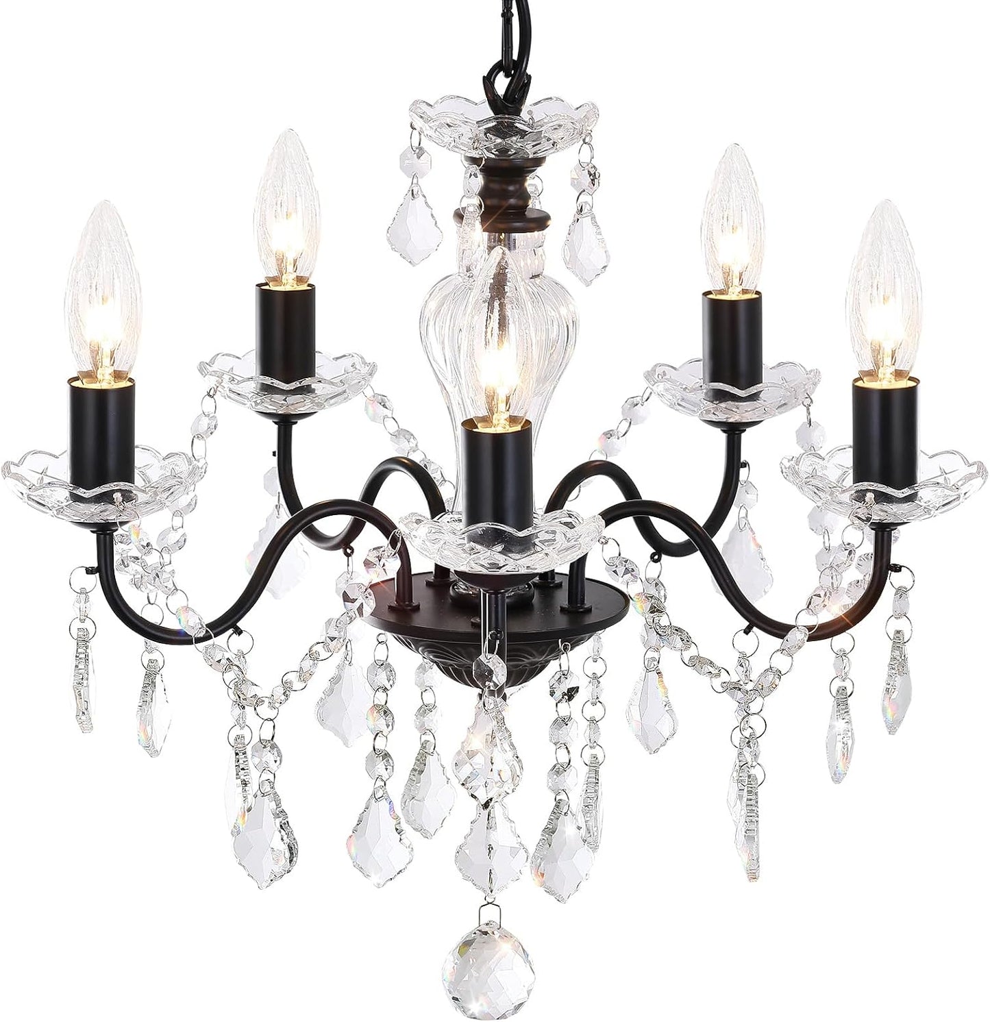 Plug in Modern 3-Light Gold Chandelier with Glass Crystals, Candle Style Pendant Light Fixtures for Living Room, Girls Room, Kitchen Island, Entryway