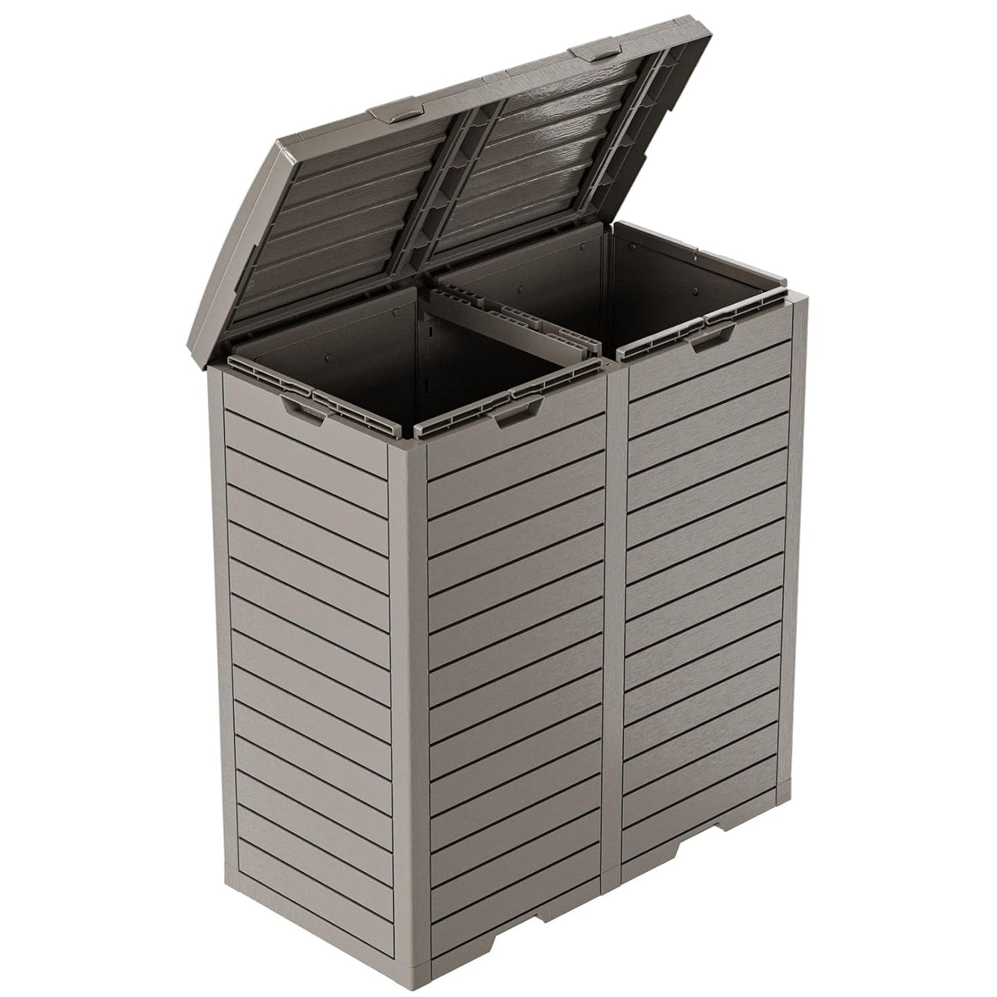 Regine Switzerland Outdoor Trash Can - Waterproof Resin Garbage Bin with Pull-Out Liquid Drawer | 76 Gallon, Grey