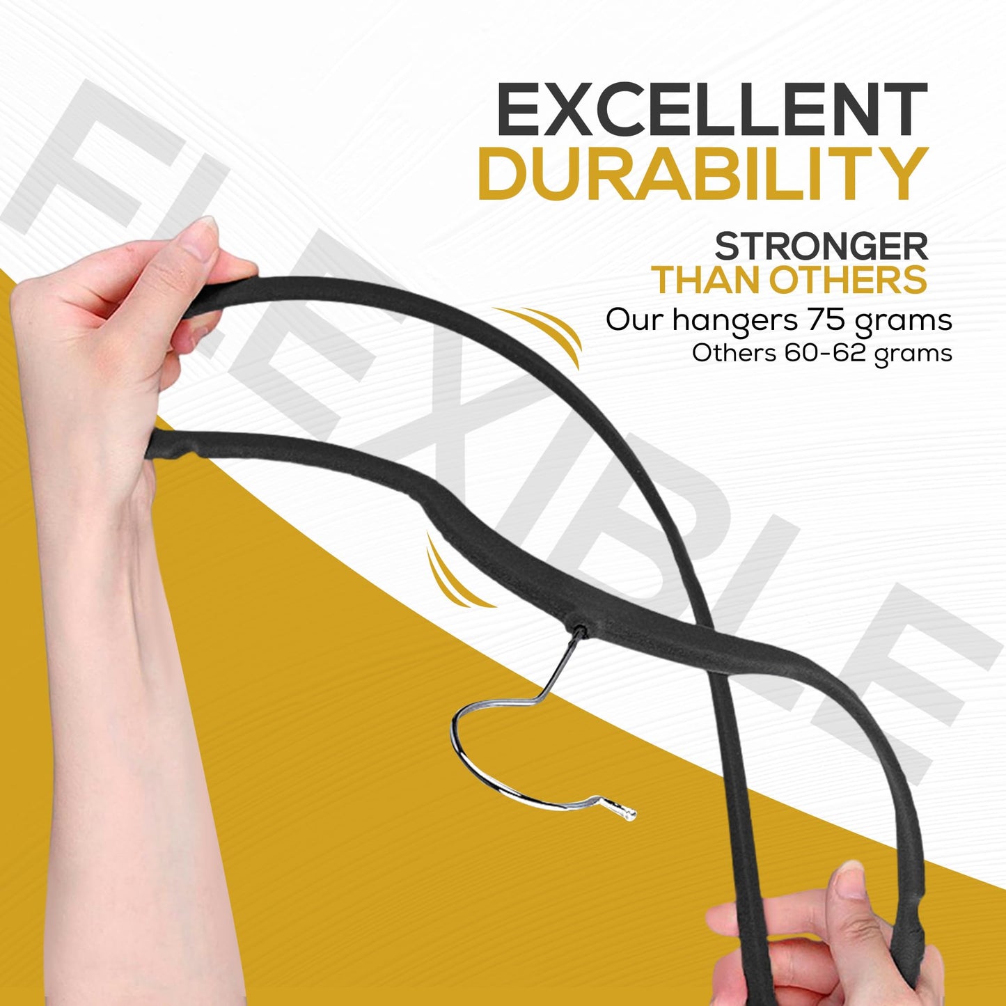 Techzoo 50 Pack New Premium Quality Velvet Hangers Ultra Thin Non Slip Adult Felt Space Saving Hangers for Closet Heavy Duty Coat Pants Jackets Dress Hangers 360° Swivel Hook Hold Upto 10 lbs Black