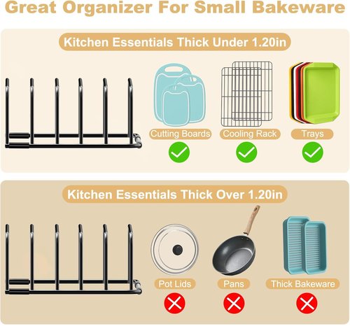 Fikoksol Cutting Board Organizer - Heavy Duty Metal Rack for Baking Sheets & Plates | 2-Pack Black